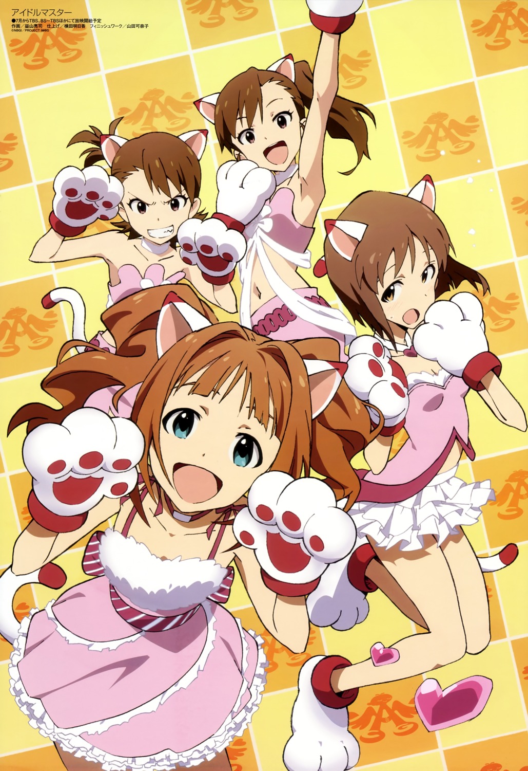 animal_ears, futami_ami, futami_mami, hagiwara_yukiho, masuyama_ryouji, nekomimi, tail, takatsuki_yayoi, the_idolm@ster
