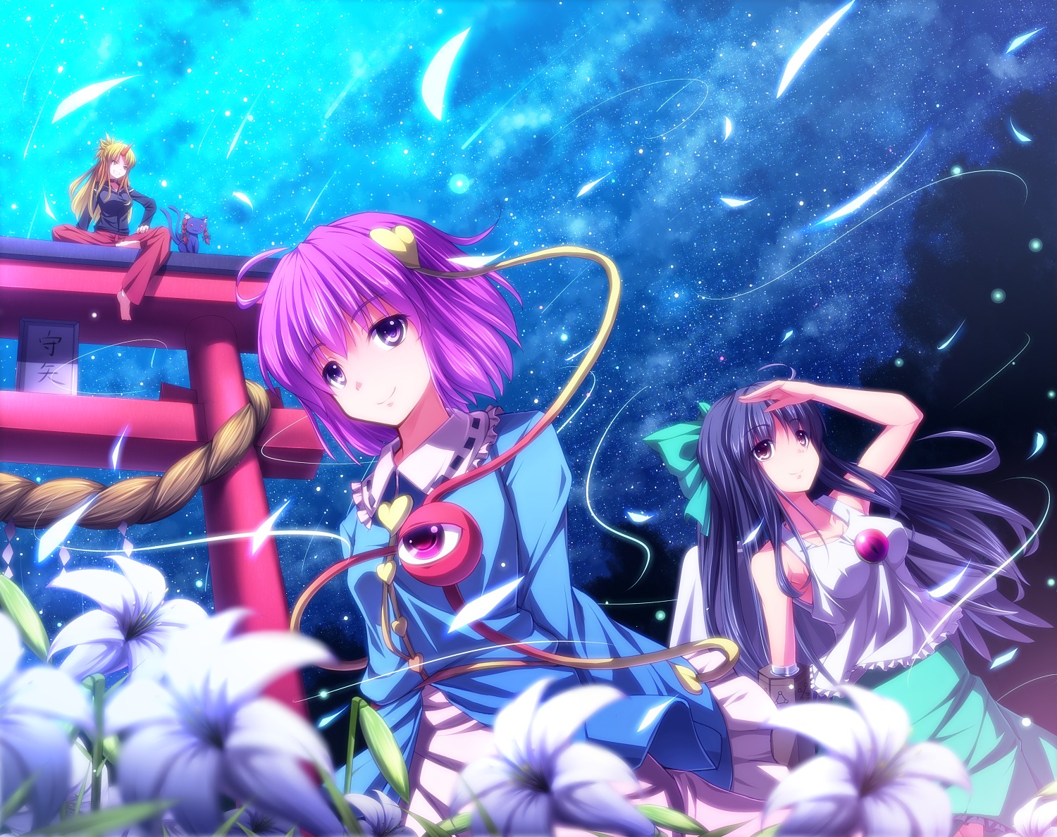 hoshiguma_yuugi, kaenbyou_rin_(cat), komeiji_satori, reiuji_utsuho, ryosios, touhou