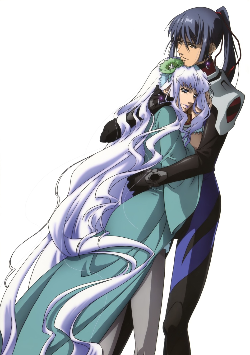 bodysuit, dress, gekijouban_macross_frontier:_itsuwari_no_utahime, kouno_sachiko, macross, macross_frontier, pantyhose, saotome_alto, sheryl_nome