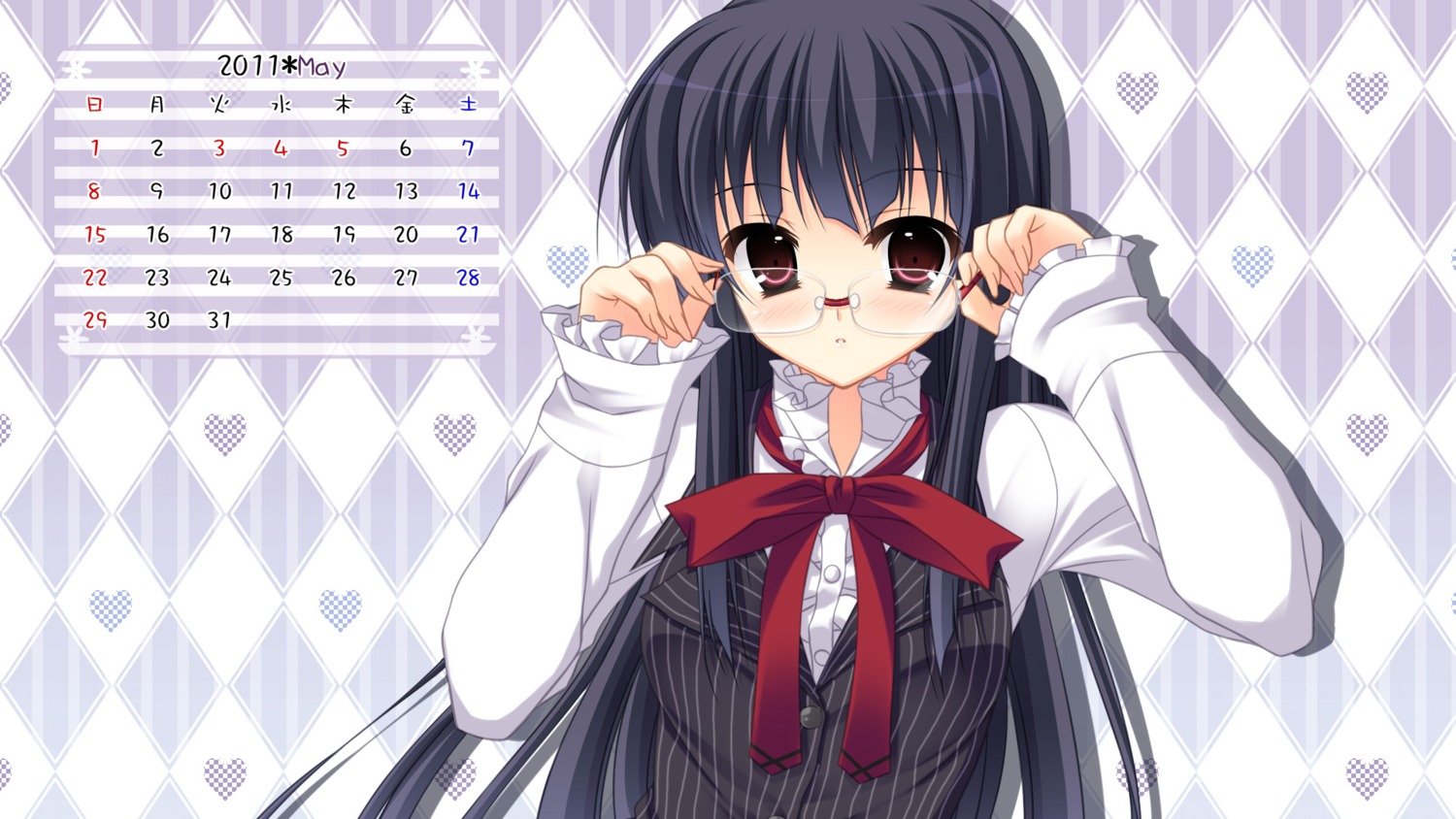 calendar, hazumi_rio, lime_(company), megane, petapeta, sawato_yukina, wallpaper