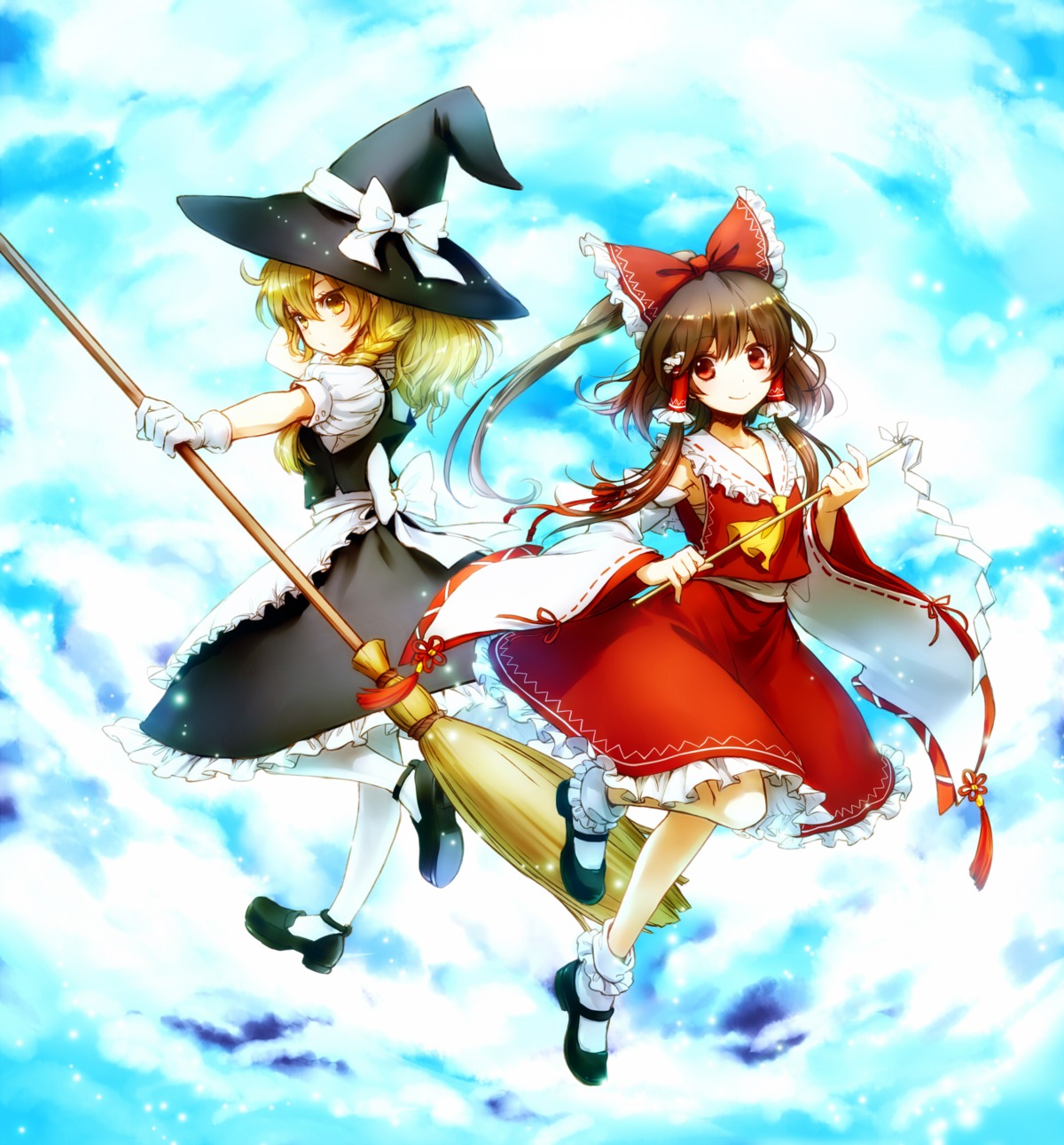 hakurei_reimu, kirisame_marisa, ria, touhou, witch