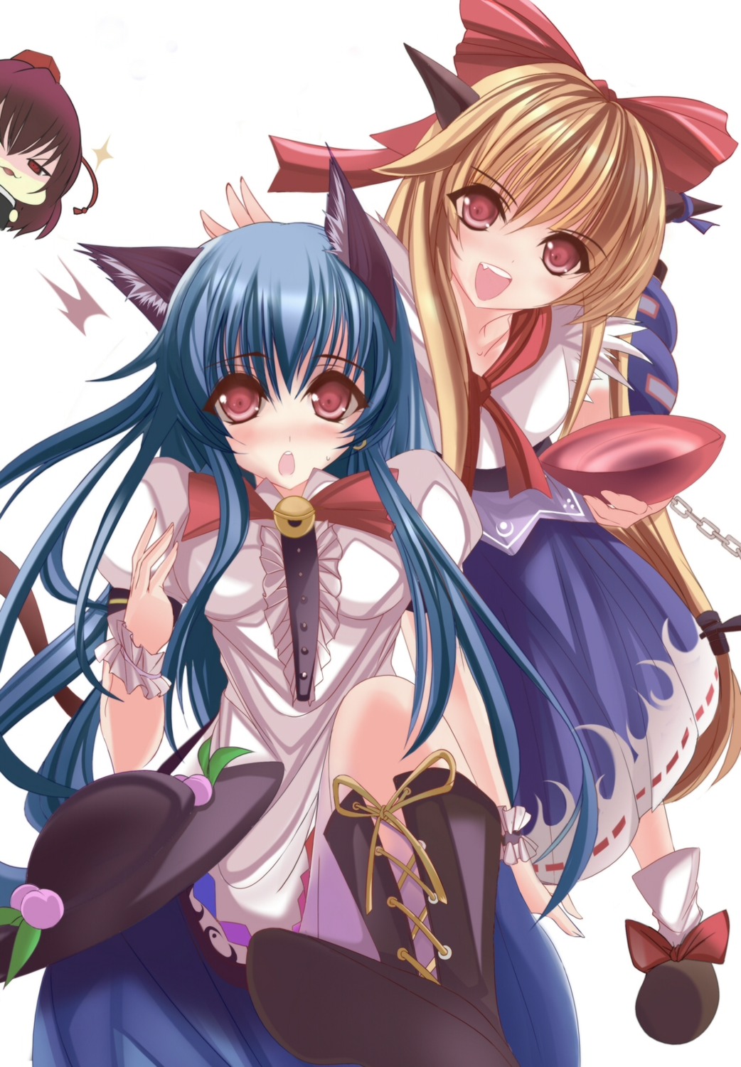 animal_ears, hinanawi_tenshi, ibuki_suika, marionette_(excle), touhou