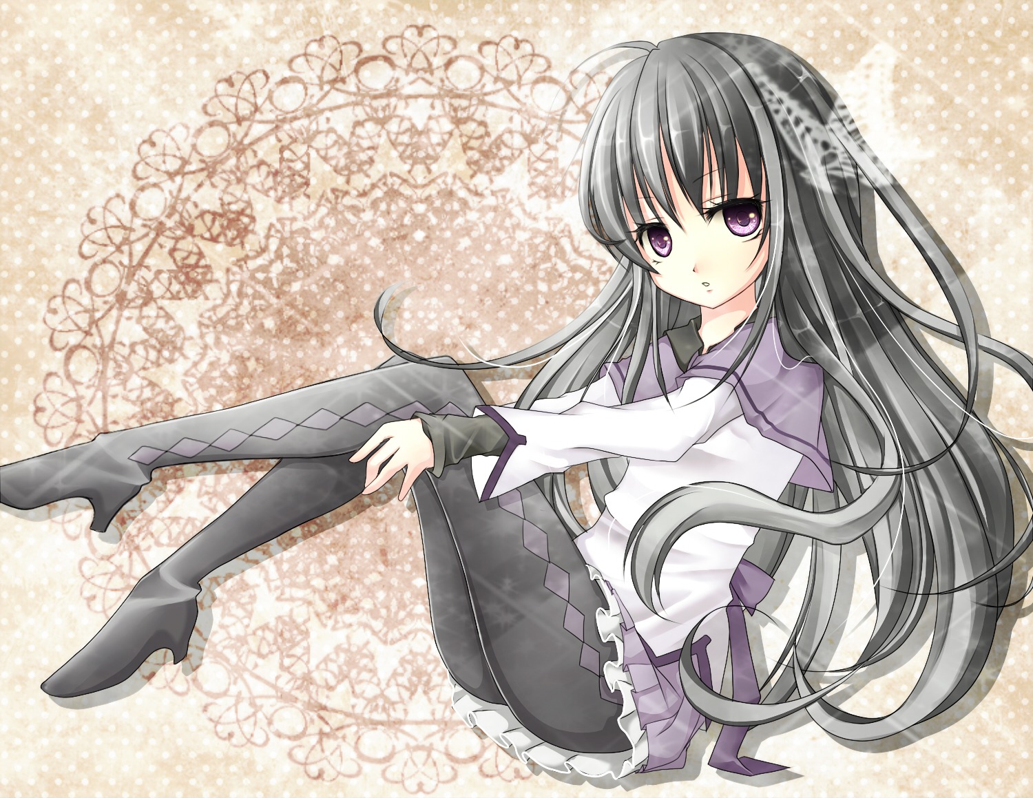 akemi_homura, harukaruha, mahou_shoujo_madoka_magica, pantyhose, seifuku