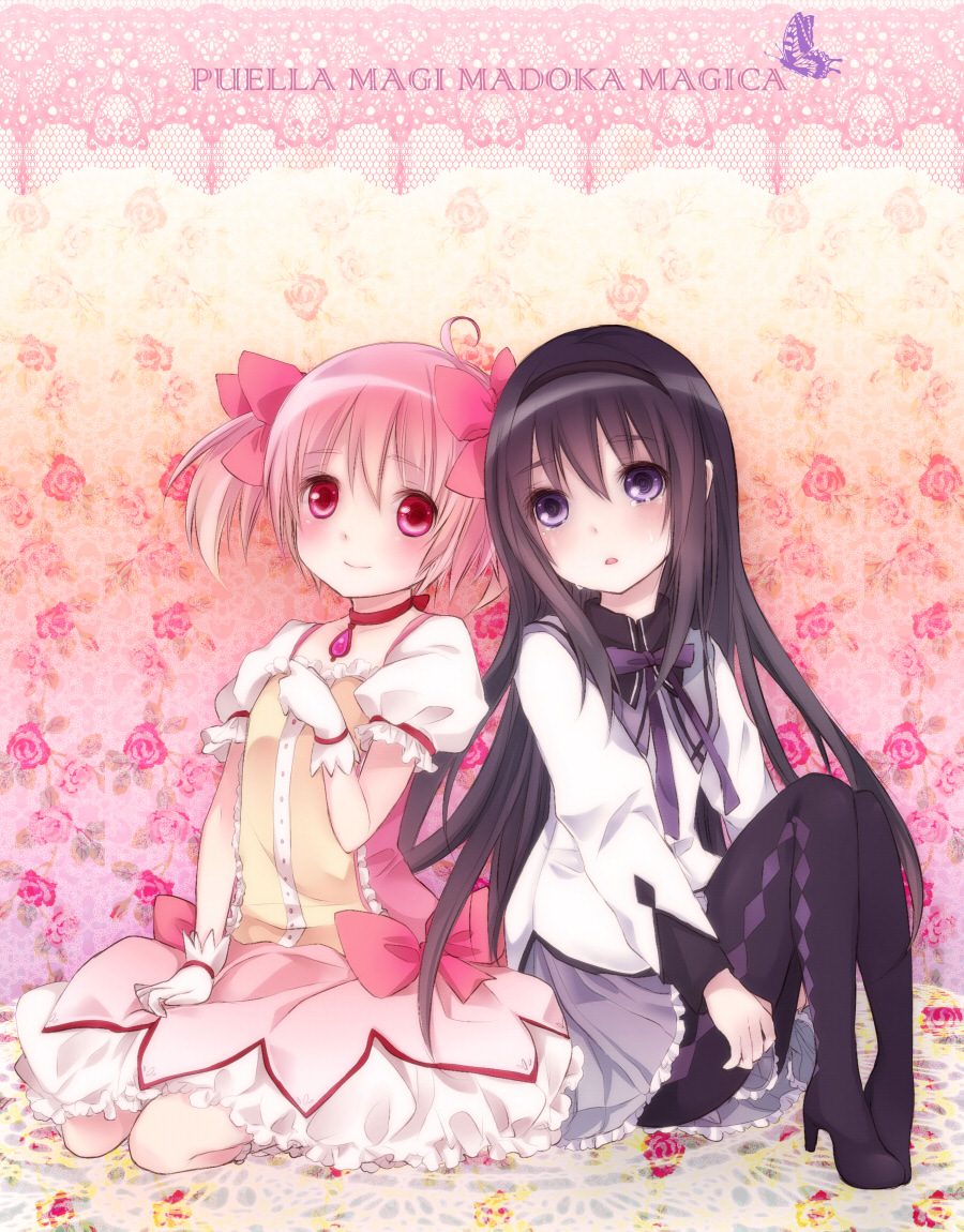 akemi_homura, kaname_madoka, mahou_shoujo_madoka_magica, pantyhose, sanada_nako