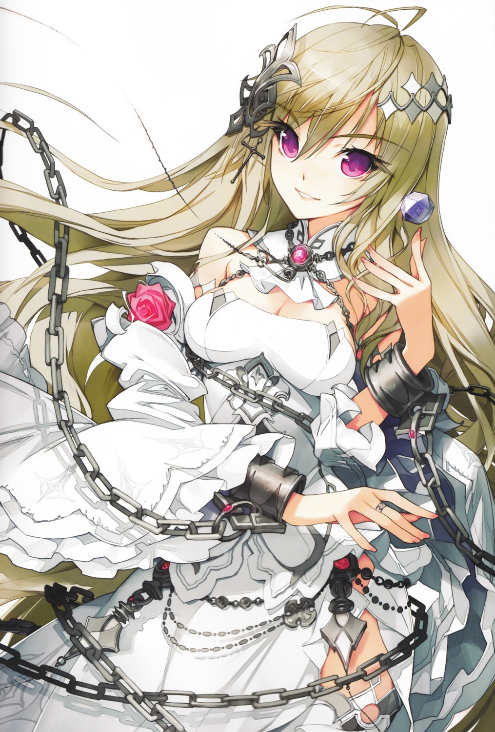 cleavage, dress, duplicate, jpeg_artifacts, kagiake_kirie_to_shigirumusu, sanbasou