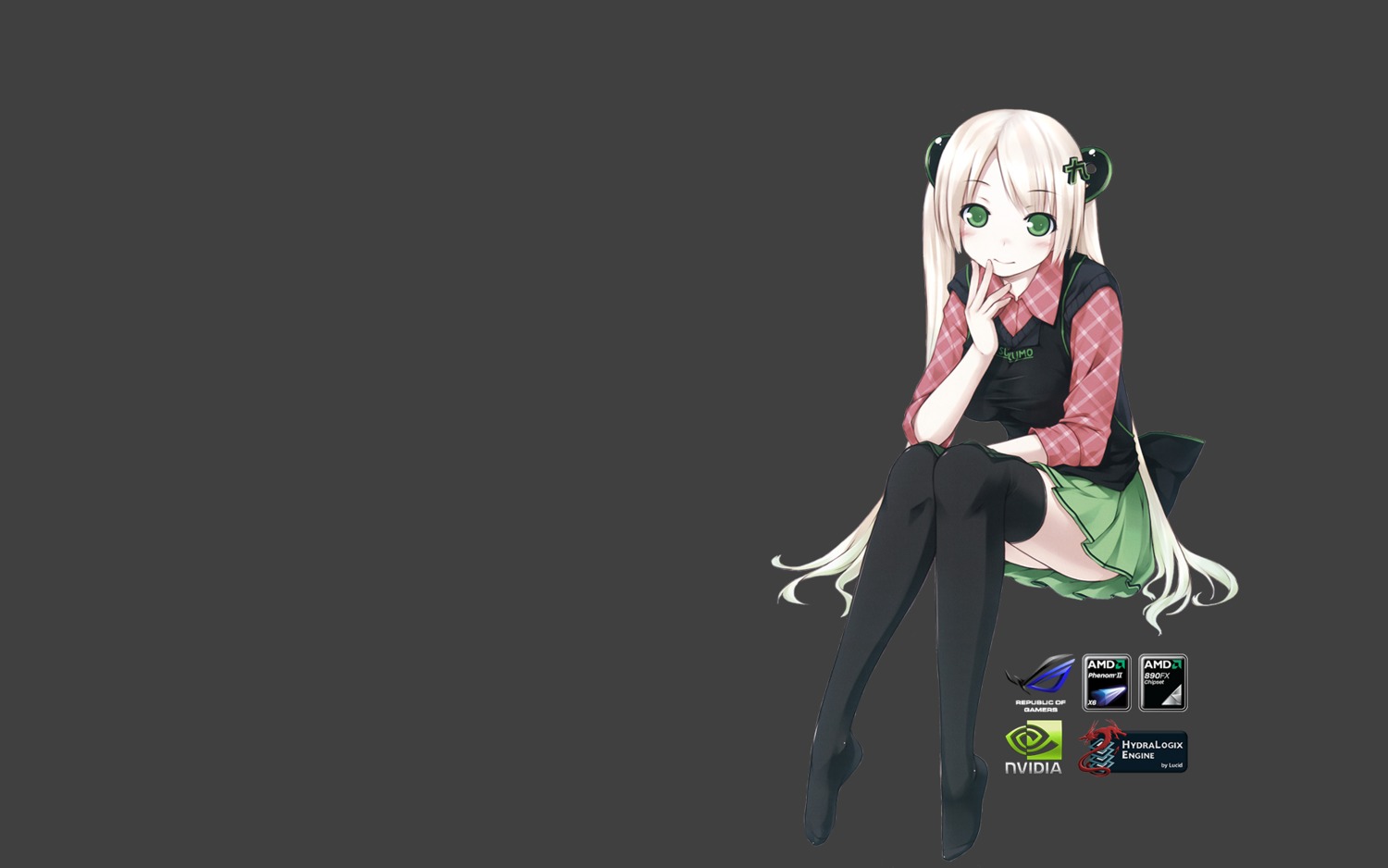 ooji, thighhighs, tsukumo-tan, wallpaper