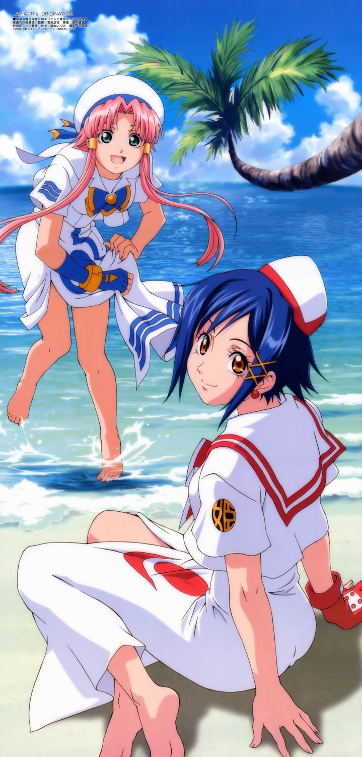 aika_granzchesta, aria, dress, hatta_keiki, mizunashi_akari, skirt_lift, uniform