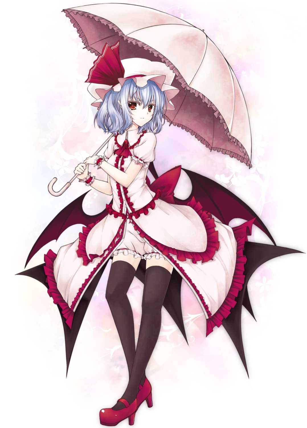 dress, lolita_fashion, remilia_scarlet, thighhighs, touhou, utakata, wings