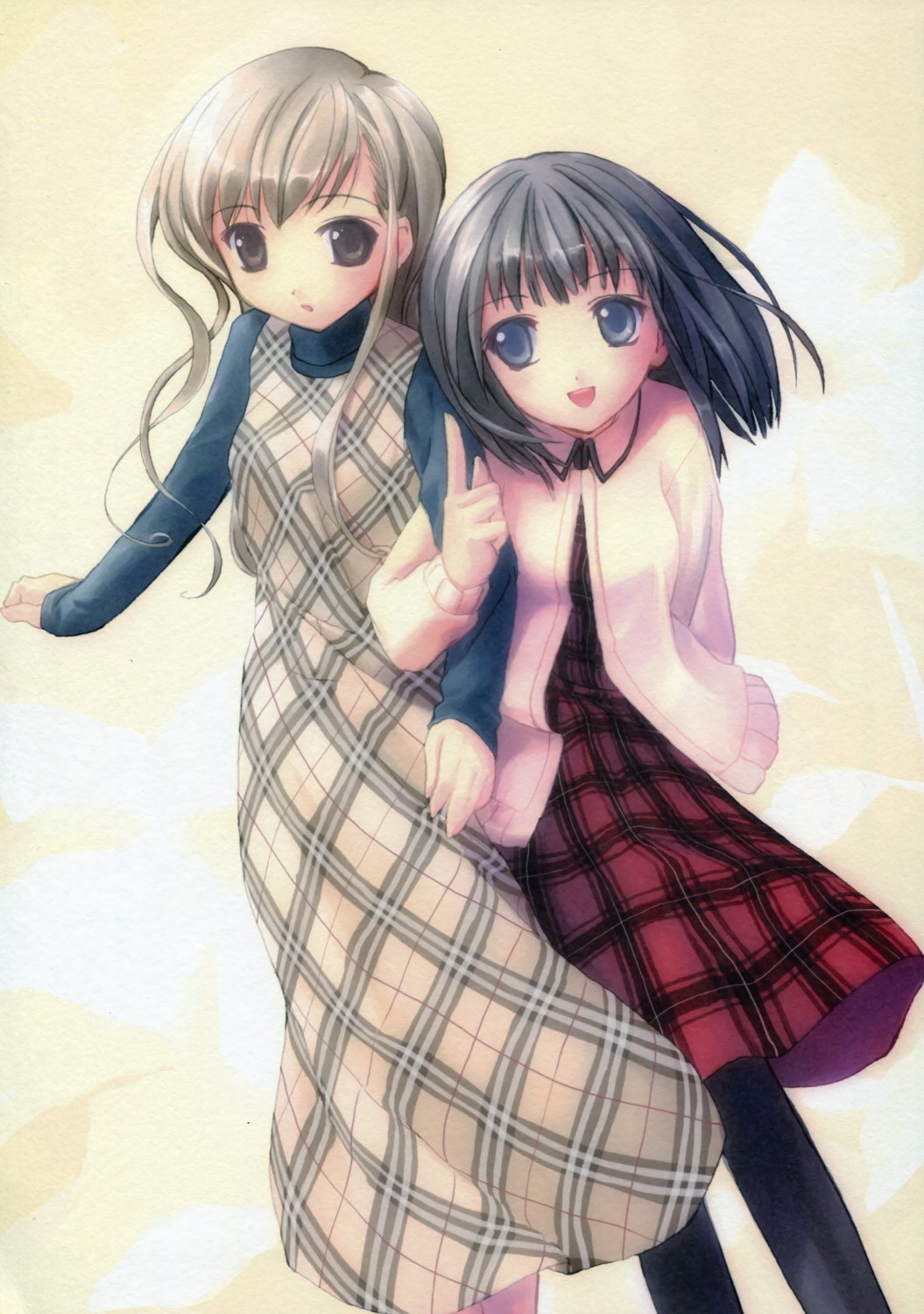 kogemashita, maria-sama_ga_miteru, nijou_noriko, pantyhose, paper_texture, takoyaki, toudou_shimako