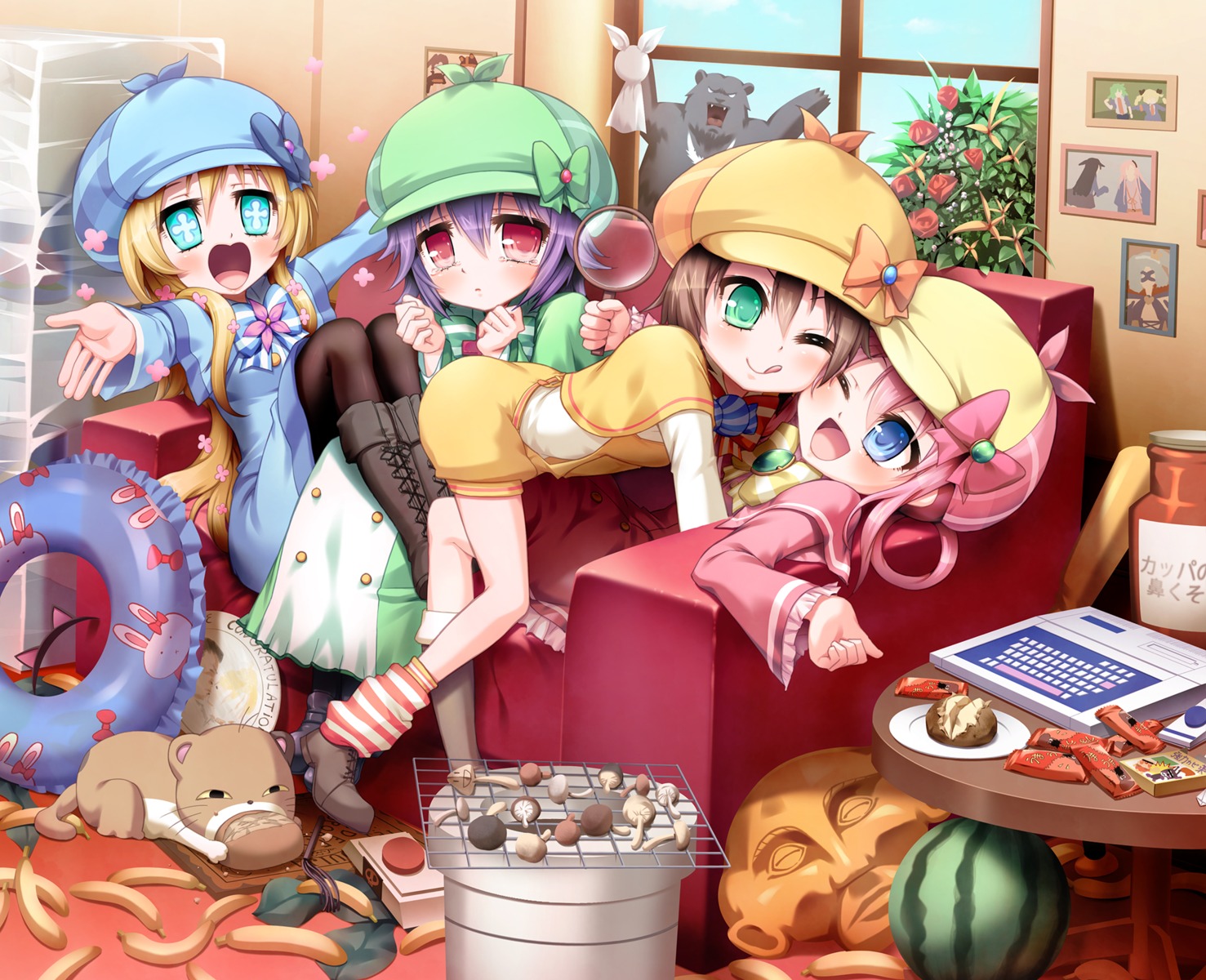 cordelia_glauca, hercule_barton, masamaru, neko, pantyhose, sherlock_shellingford, tantei_opera_milky_holmes, yuzurizaki_nero