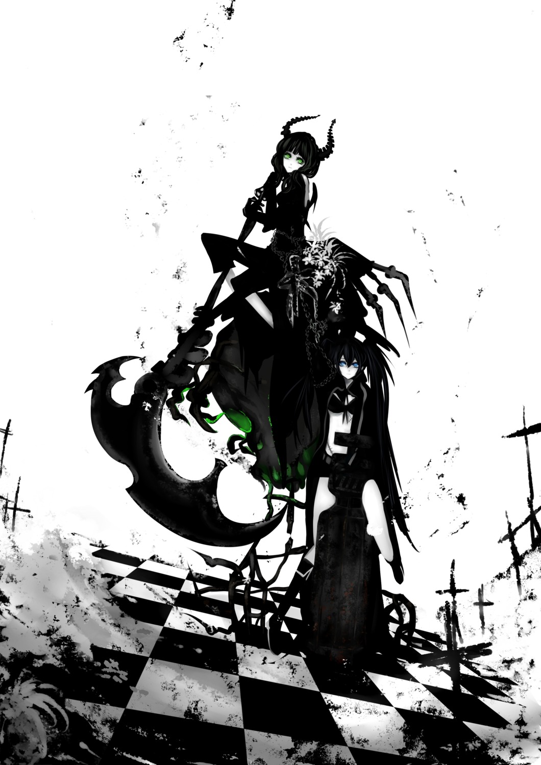 black_rock_shooter, black_rock_shooter_(character), dead_master, uni_(pixiv985939), vocaloid