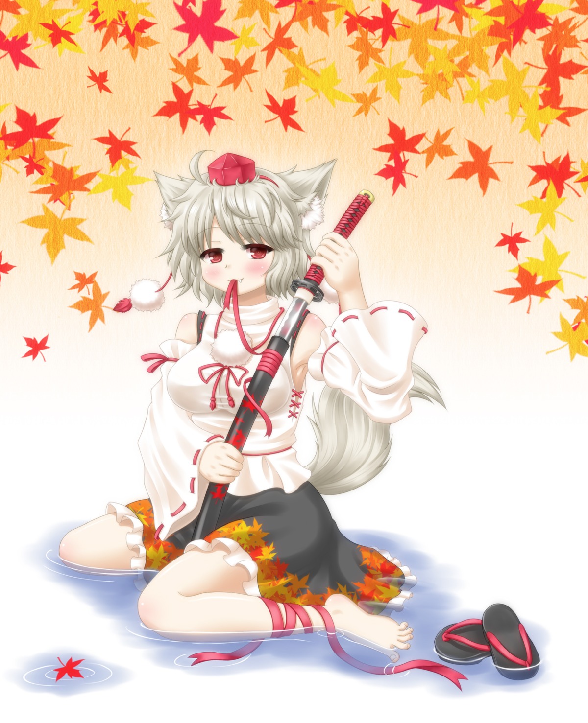 animal_ears, aonagi_ibane, inubashiri_momiji, sword, tail, touhou