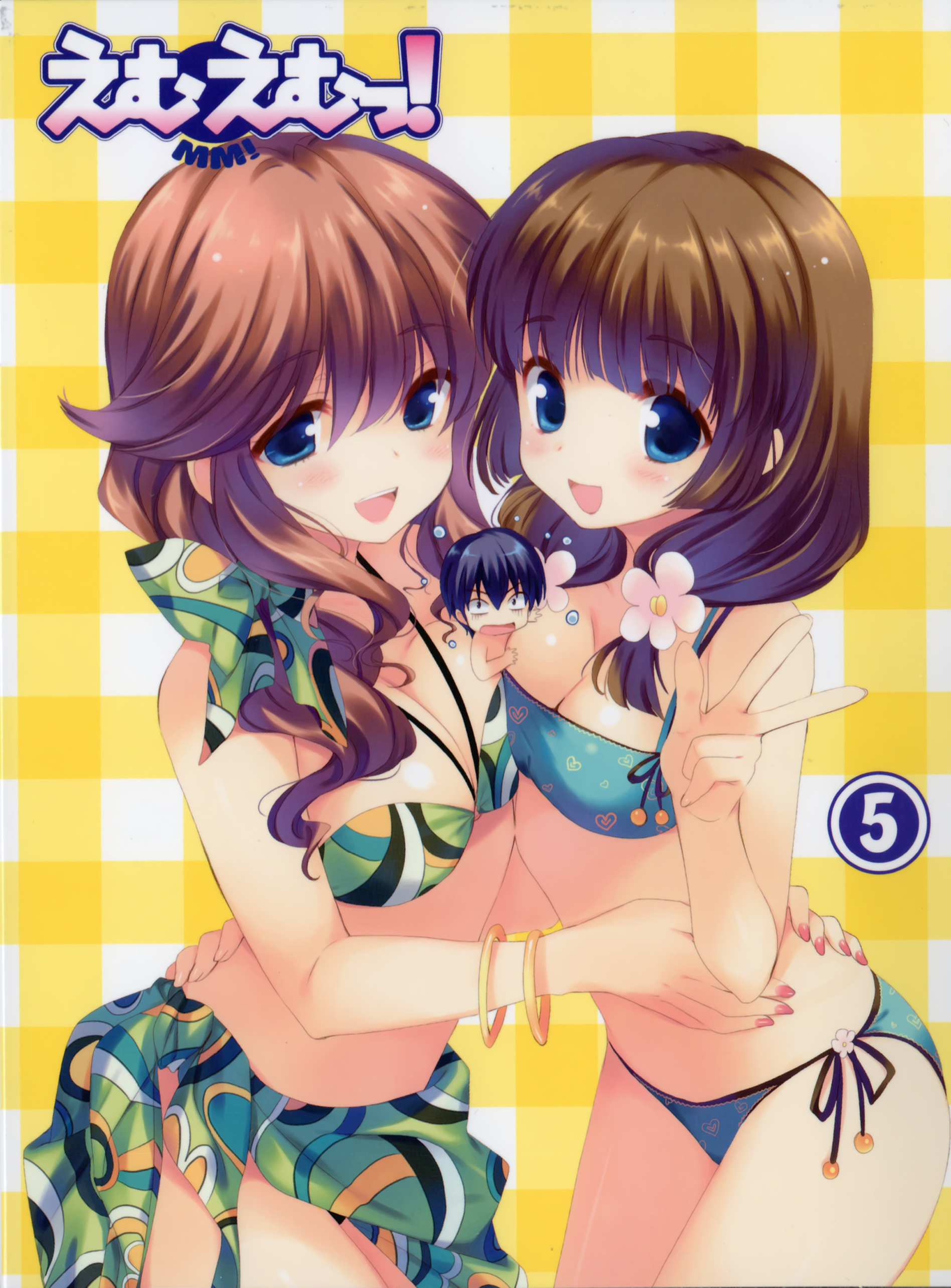 bikini, cleavage, mm!, ohara_tometa, qp:flapper, sado_shizuka, sado_tarou, sado_tomoko, scanning_artifacts, swimsuits