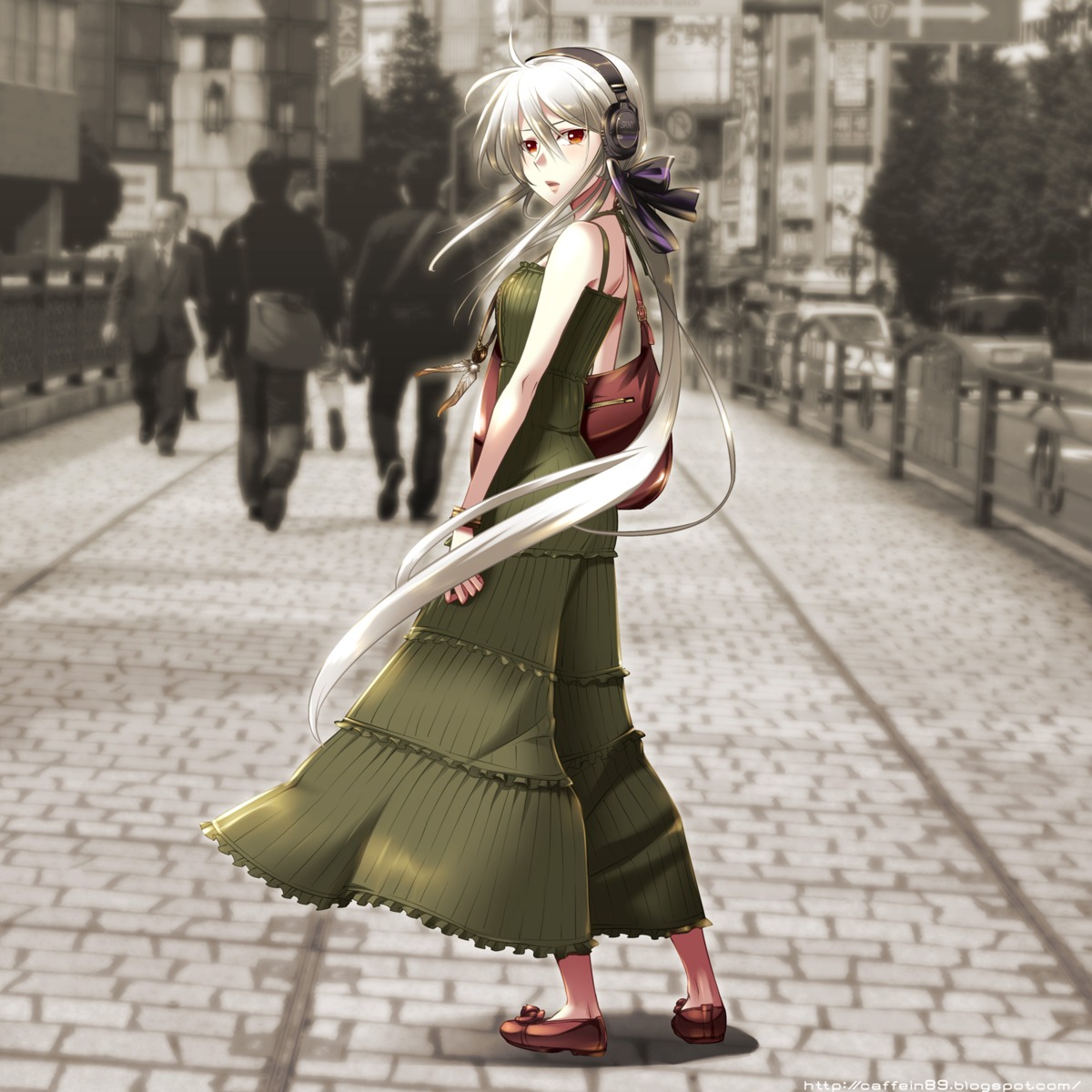 caffein, headphones, vocaloid, yowane_haku