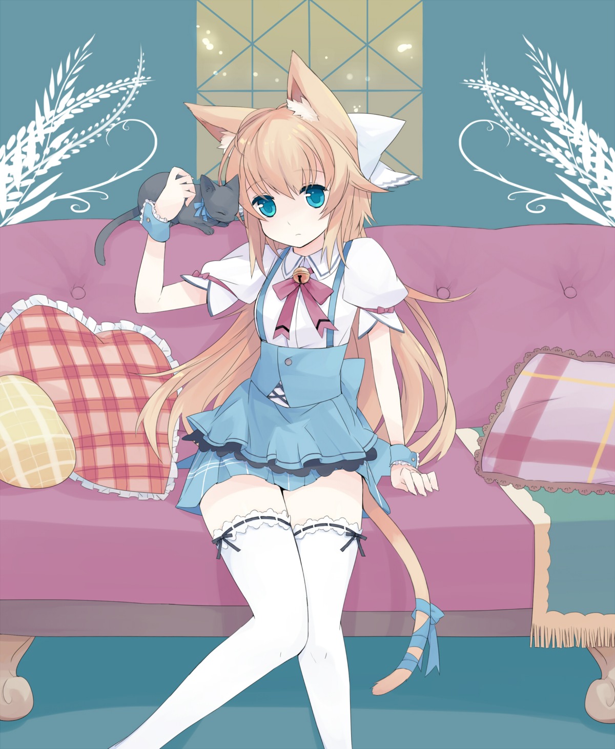 animal_ears, garter, mizuki_(koko_lost), nekomimi, tail, thighhighs