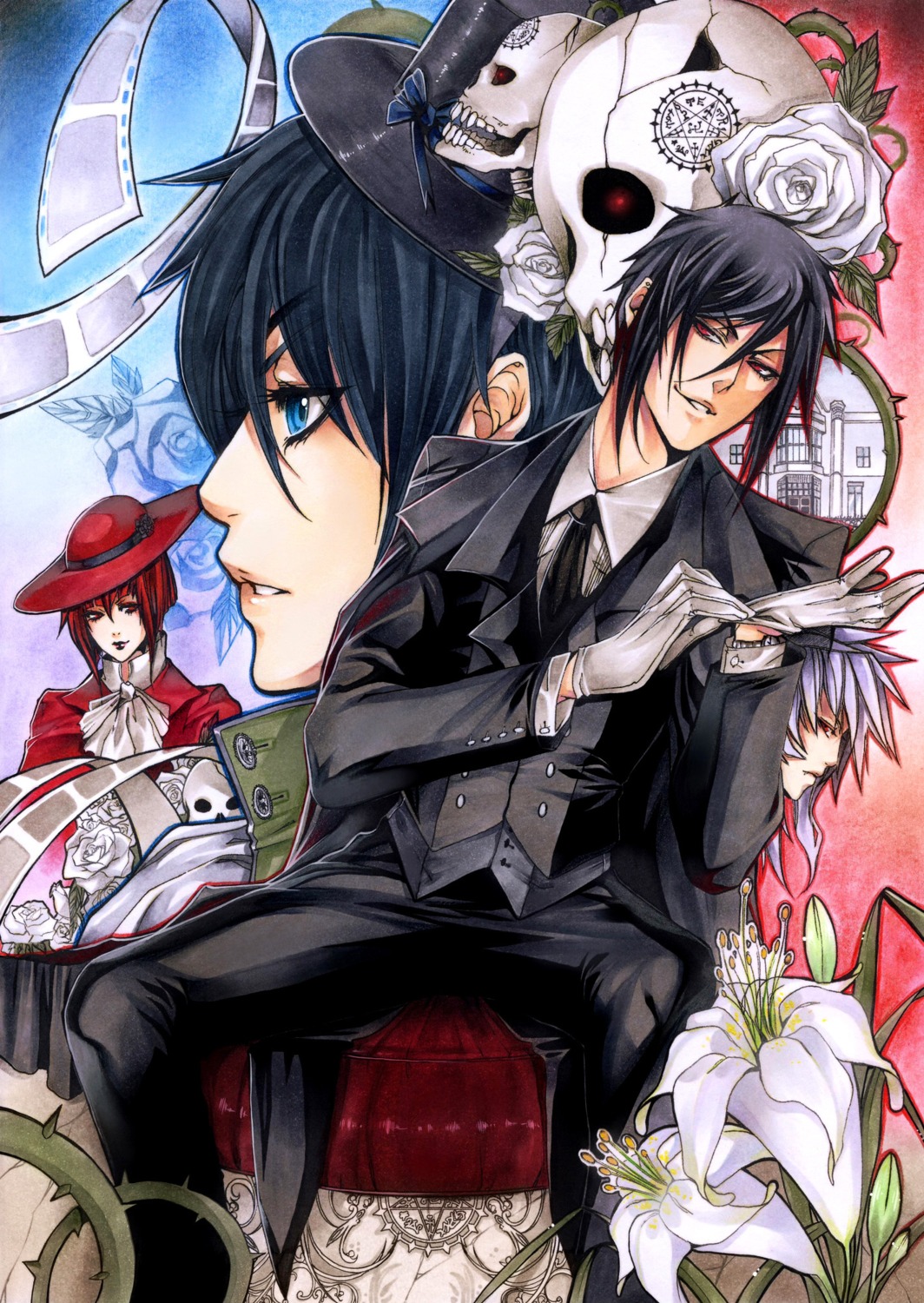 ciel_phantomhive, devil, kuroshitsuji, lady_red, pluto_(kuroshitsuji), sebastian_michaelis, yaichino
