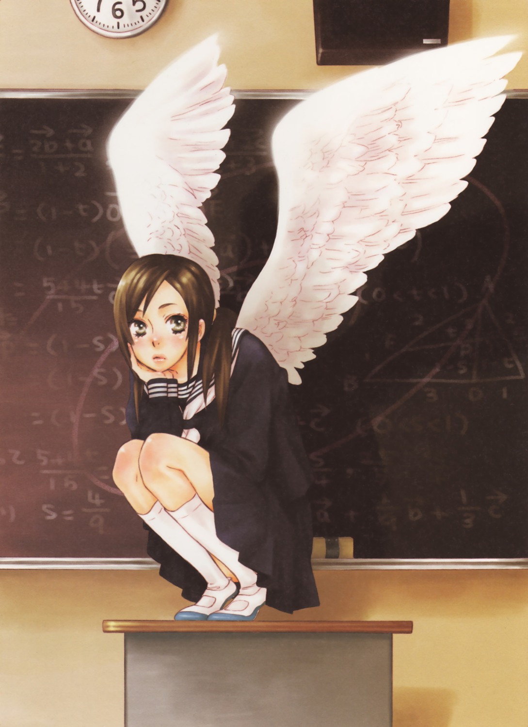 angel, hoshino_lily, seifuku, wings