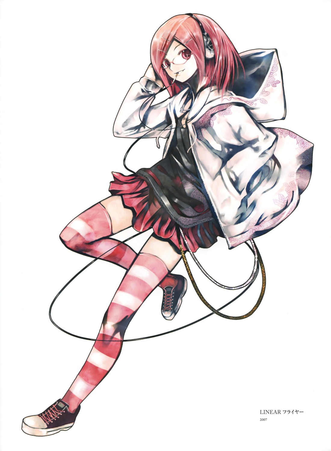 headphones, kei, megane, nanako_(kei), smoking, thighhighs