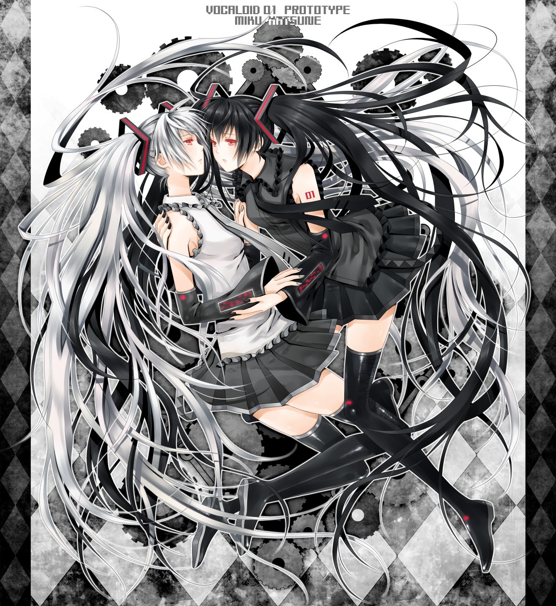 hatsune_miku, thighhighs, vocaloid, yuuno_(yukioka), zatsune_miku
