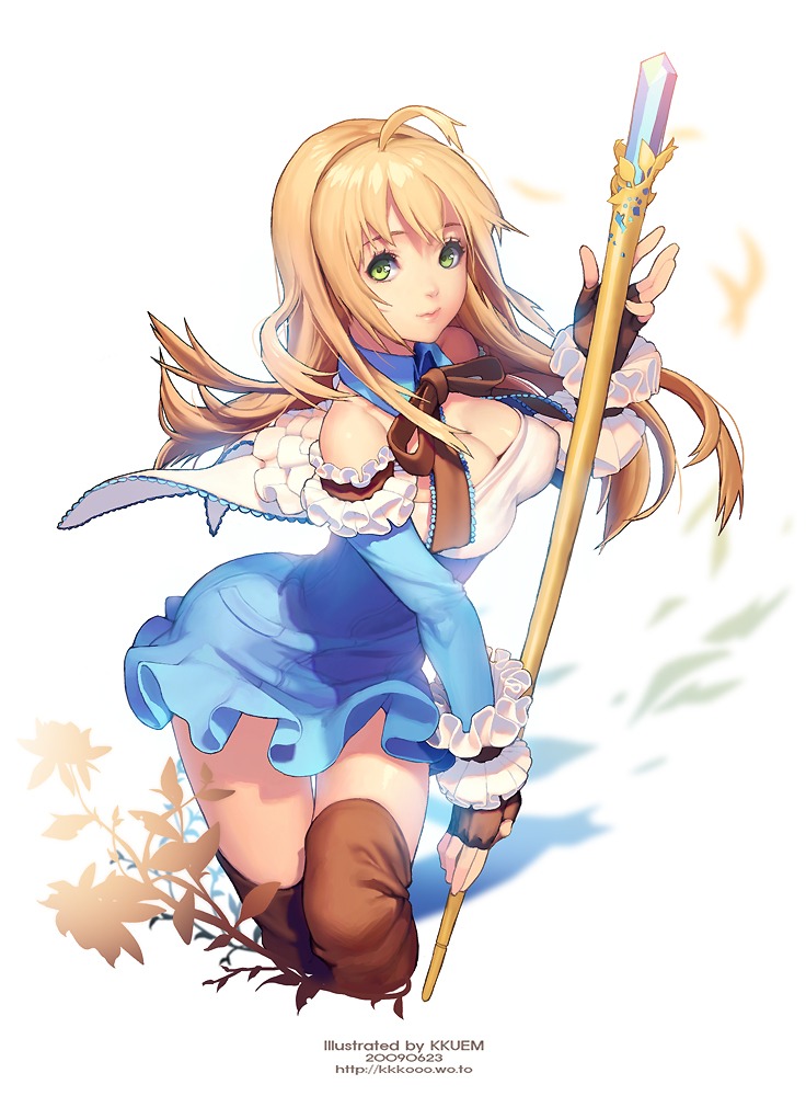 cleavage, kkuem, thighhighs