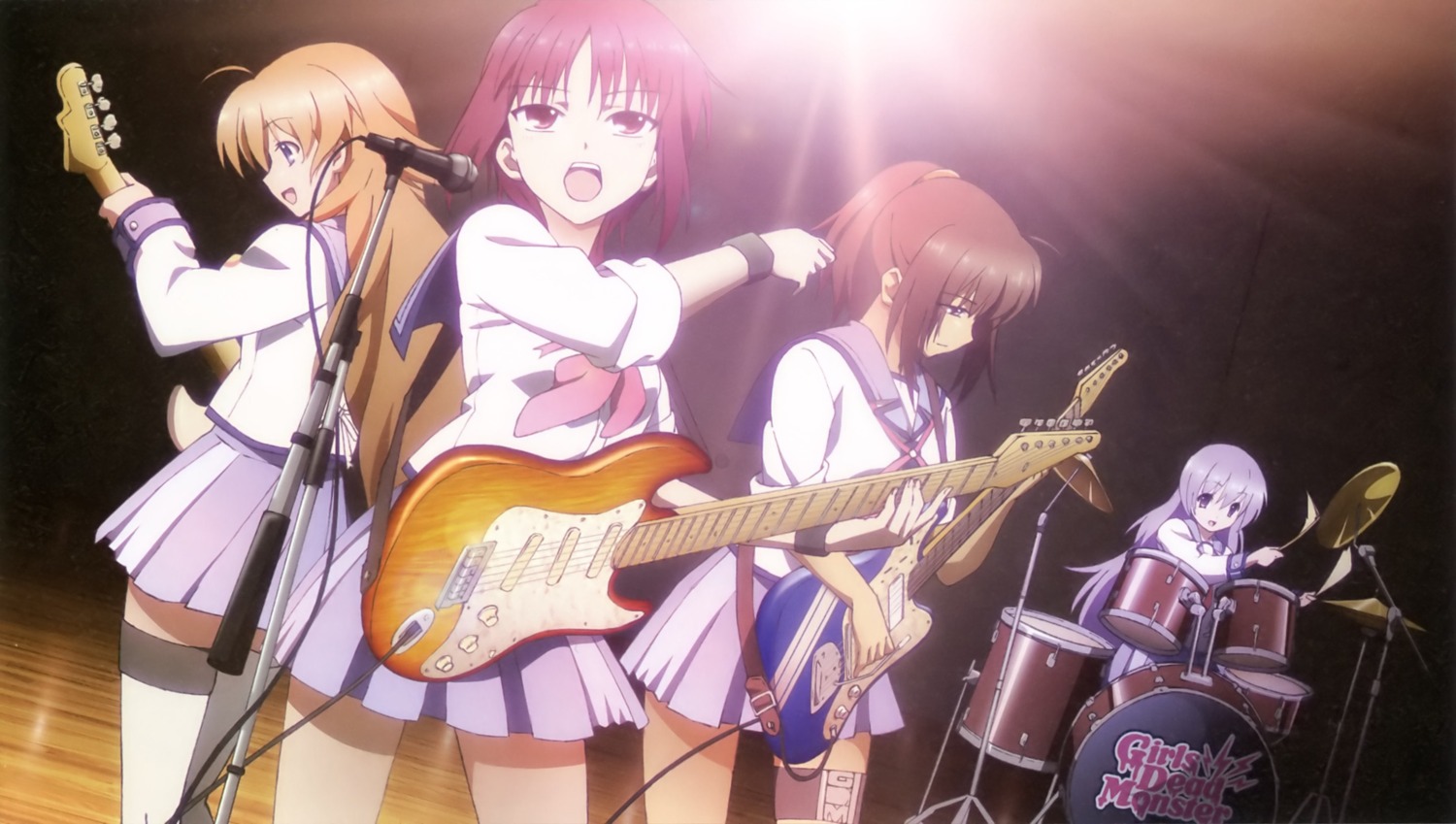 angel_beats!, fuchita_hisako, guitar, irie_miyuki, iwasawa_masami, ohigashi_yurie, sekine_shiori, thighhighs