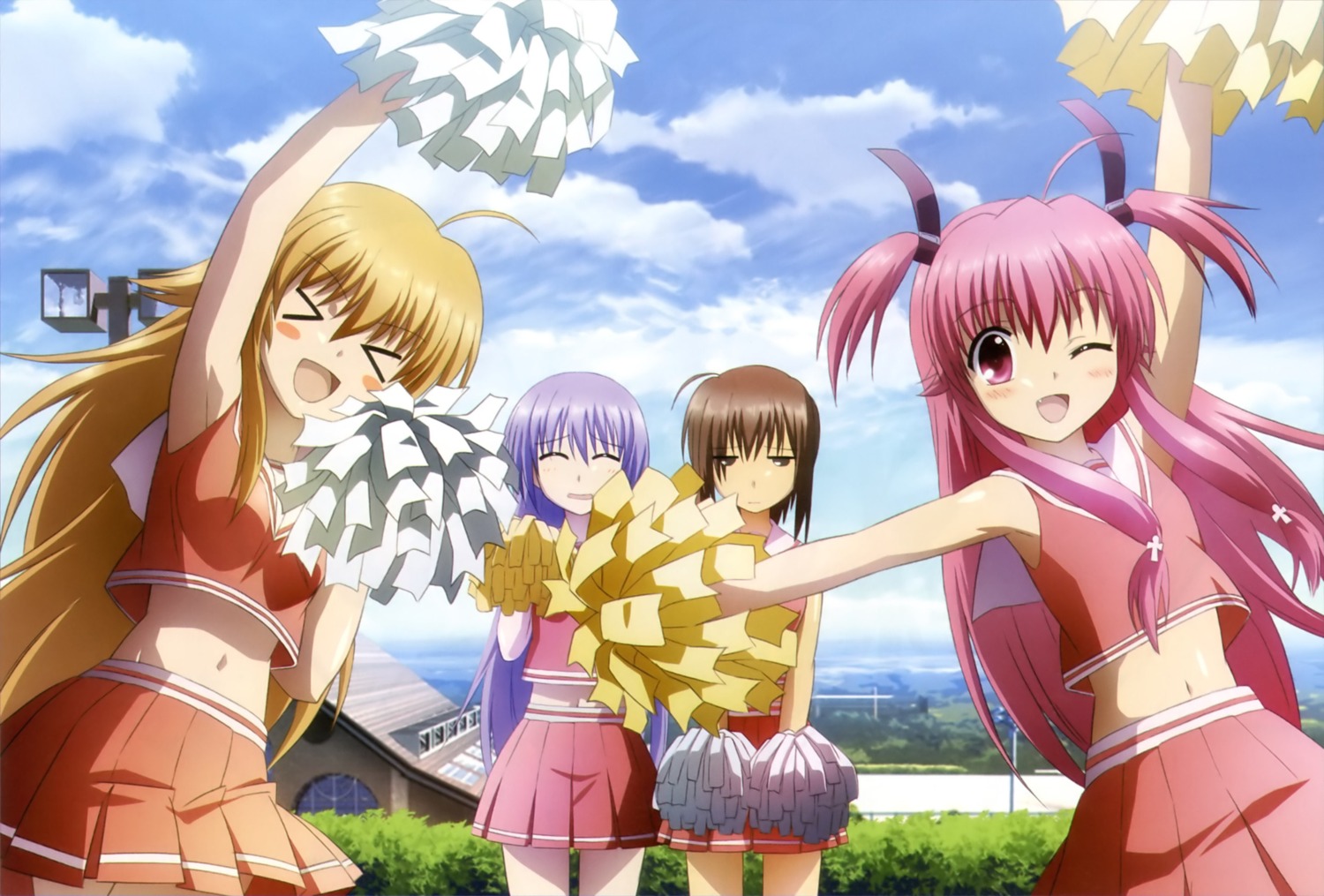 angel_beats!, cheerleader, fuchita_hisako, hashimoto_hiroyuki, irie_miyuki, sekine_shiori, yoshioka_yui