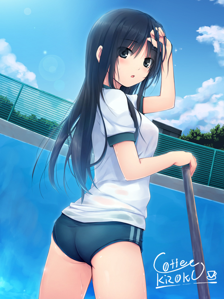 ass, autographed, buruma, coffee-kizoku, cure_girl, gym_uniform, kunimura_kotone, wet_clothes
