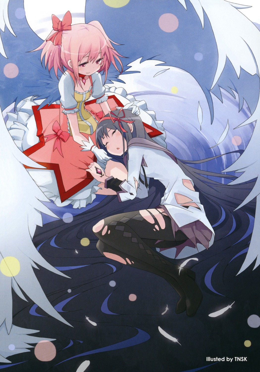 akemi_homura, kaname_madoka, mahou_shoujo_madoka_magica, pantyhose, screening, tansuke, torn_clothes