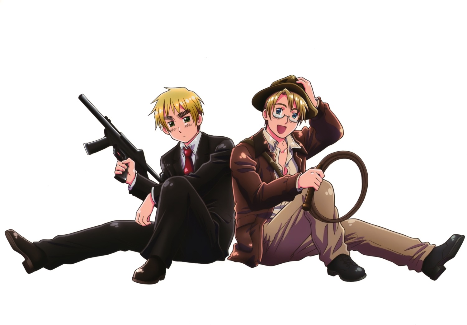 america, business_suit, gun, hetalia_axis_powers, kannan_masaaki, male, megane, united_kingdom