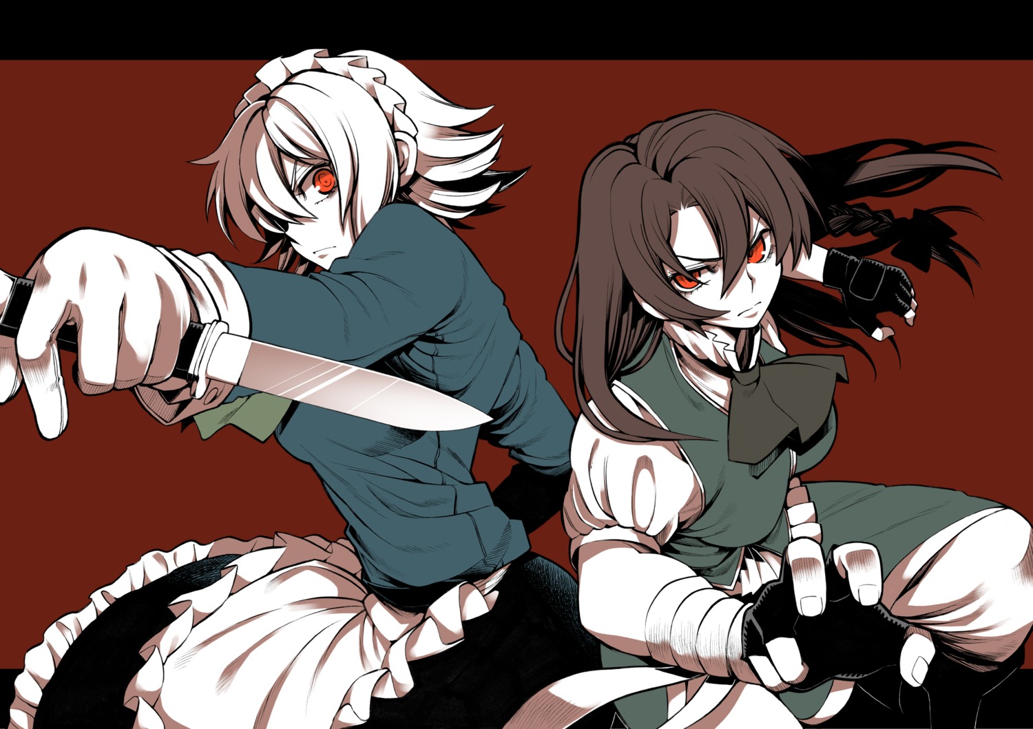 hong_meiling, izayoi_sakuya, touhou, uousa