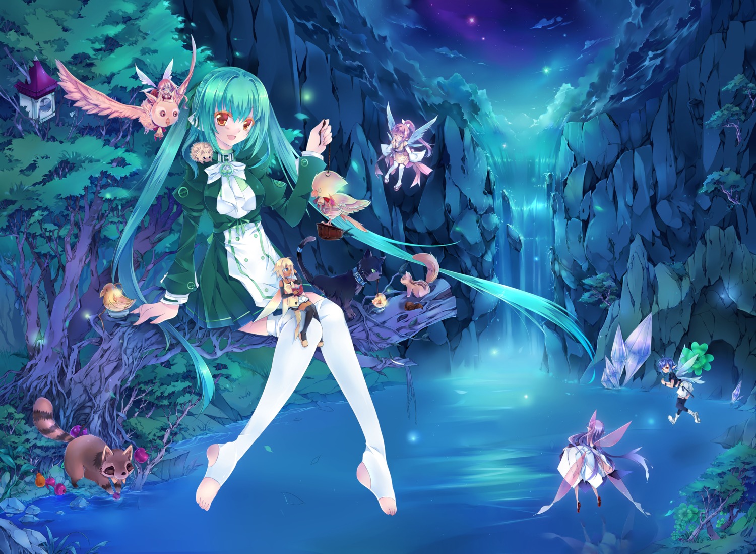 elf, fairy, pointy_ears, red_silk_bird, thighhighs