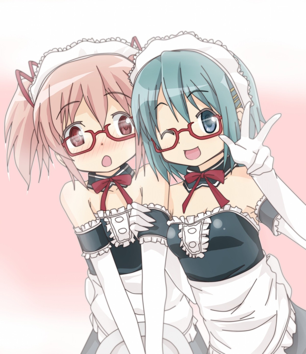 hangaku, kaname_madoka, mahou_shoujo_madoka_magica, megane, miki_sayaka