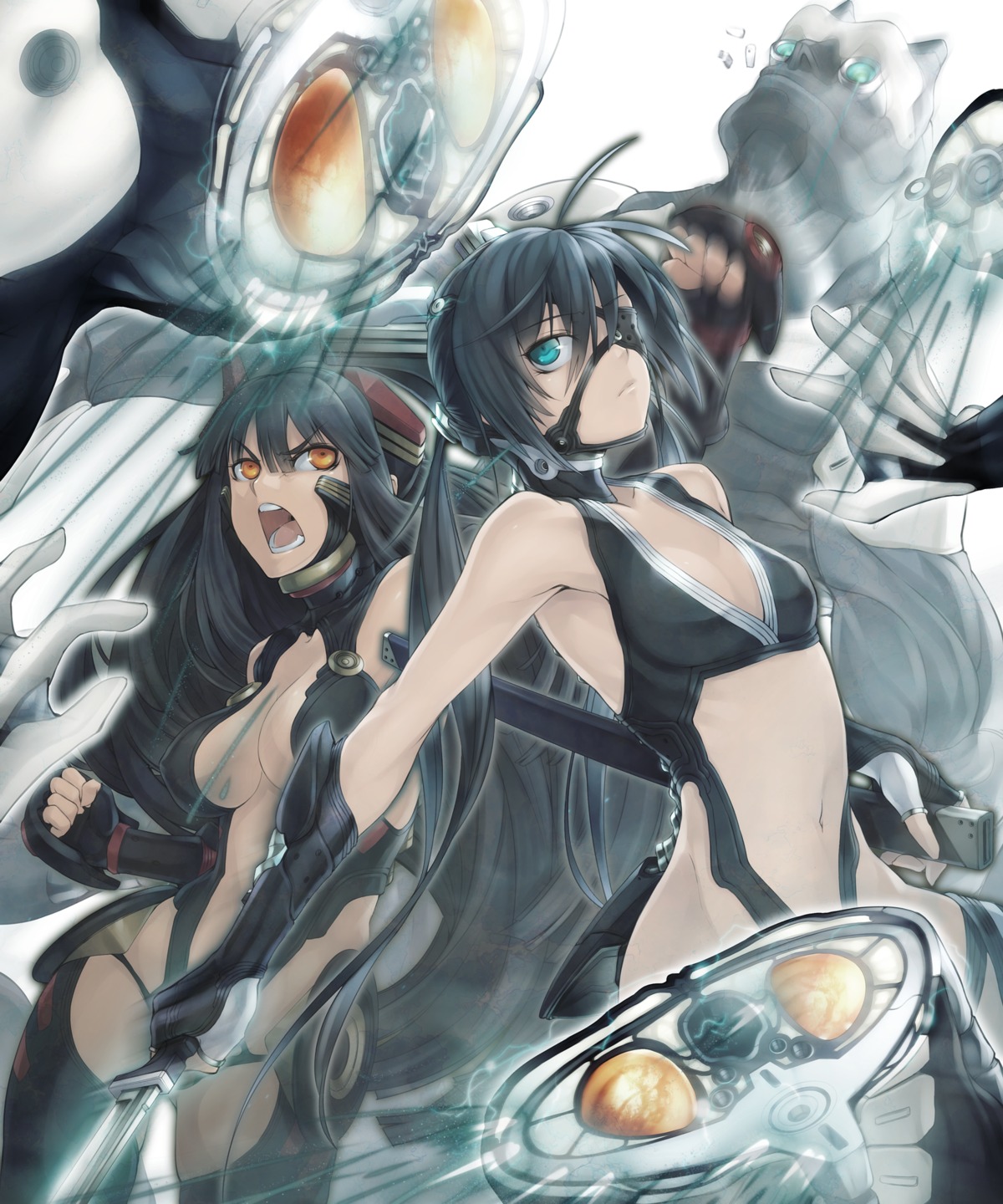 ayaki, cleavage, eyepatch, thighhighs