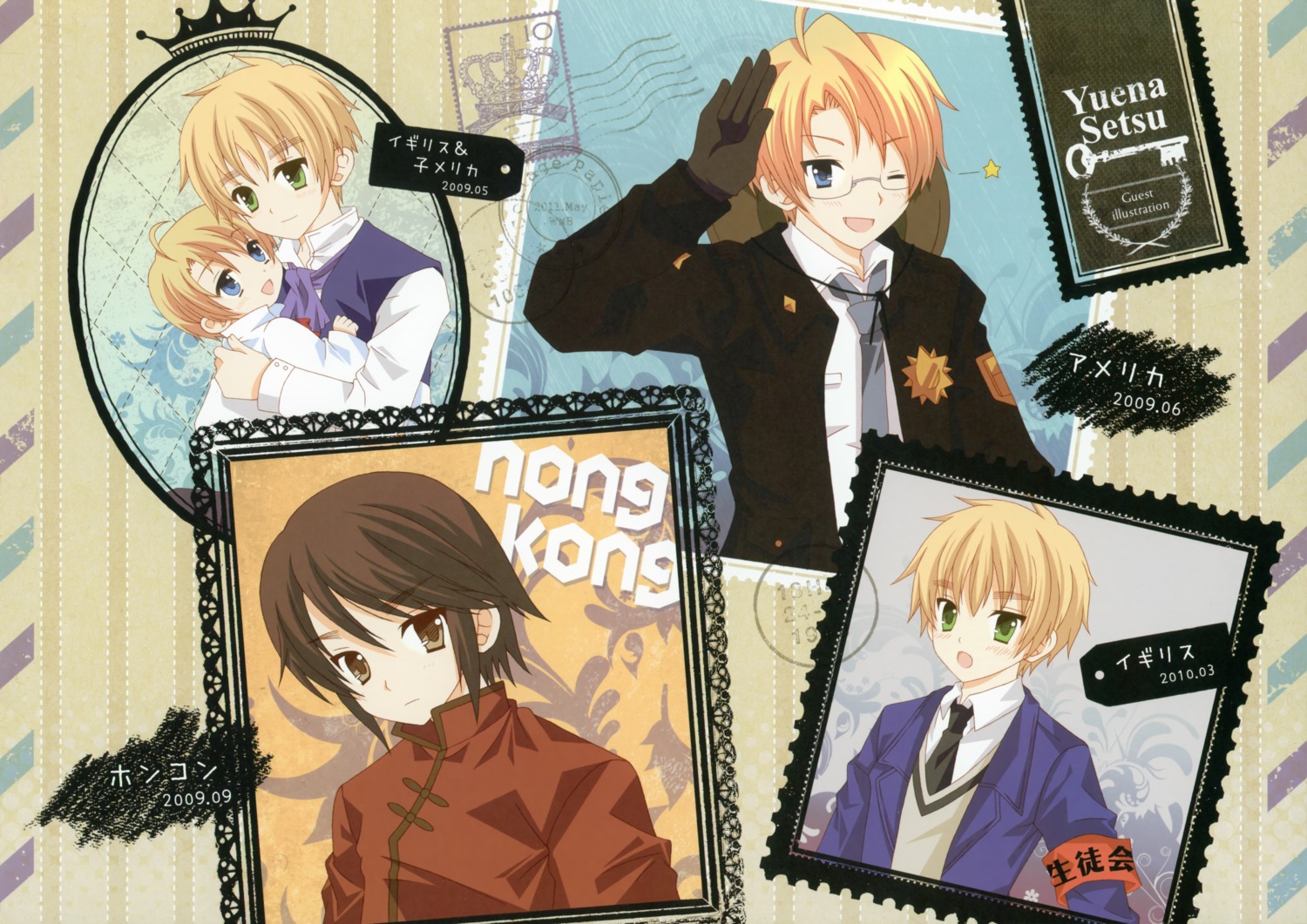 america, hetalia_axis_powers, hong_kong, male, megane, tatekawa_mako, united_kingdom, wnb