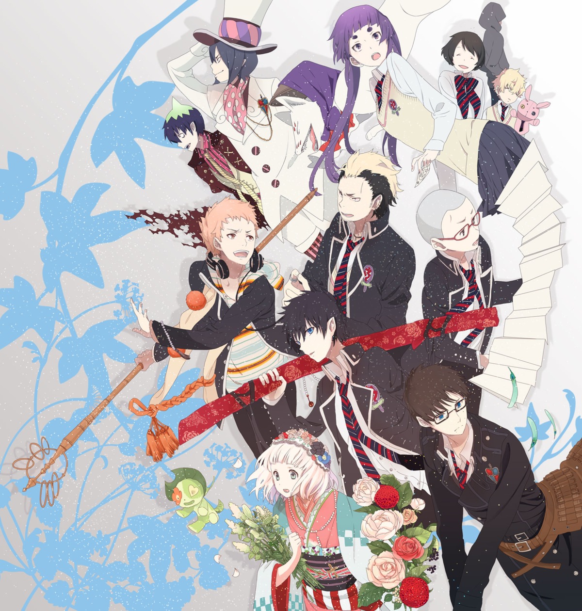 amaimon, ao_no_exorcist, headphones, kamiki_izumo, kirigakure_shura, mephisto_pheles, miwa_konekomaru, moriyama_shiemi, oka, okumura_rin, okumura_yukio, paku_noriko, shima_renzou, suguro_ryuji