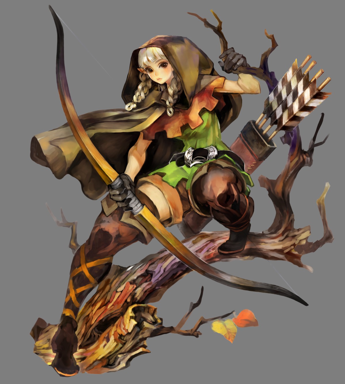 dragon's_crown, elf_(dragon's_crown), thighhighs, transparent_png, weapon
