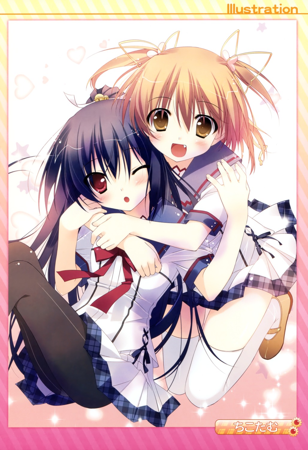 chikotam, delivara!, mikogami_mikoto, pantyhose, seifuku, thighhighs, yufu_sumika