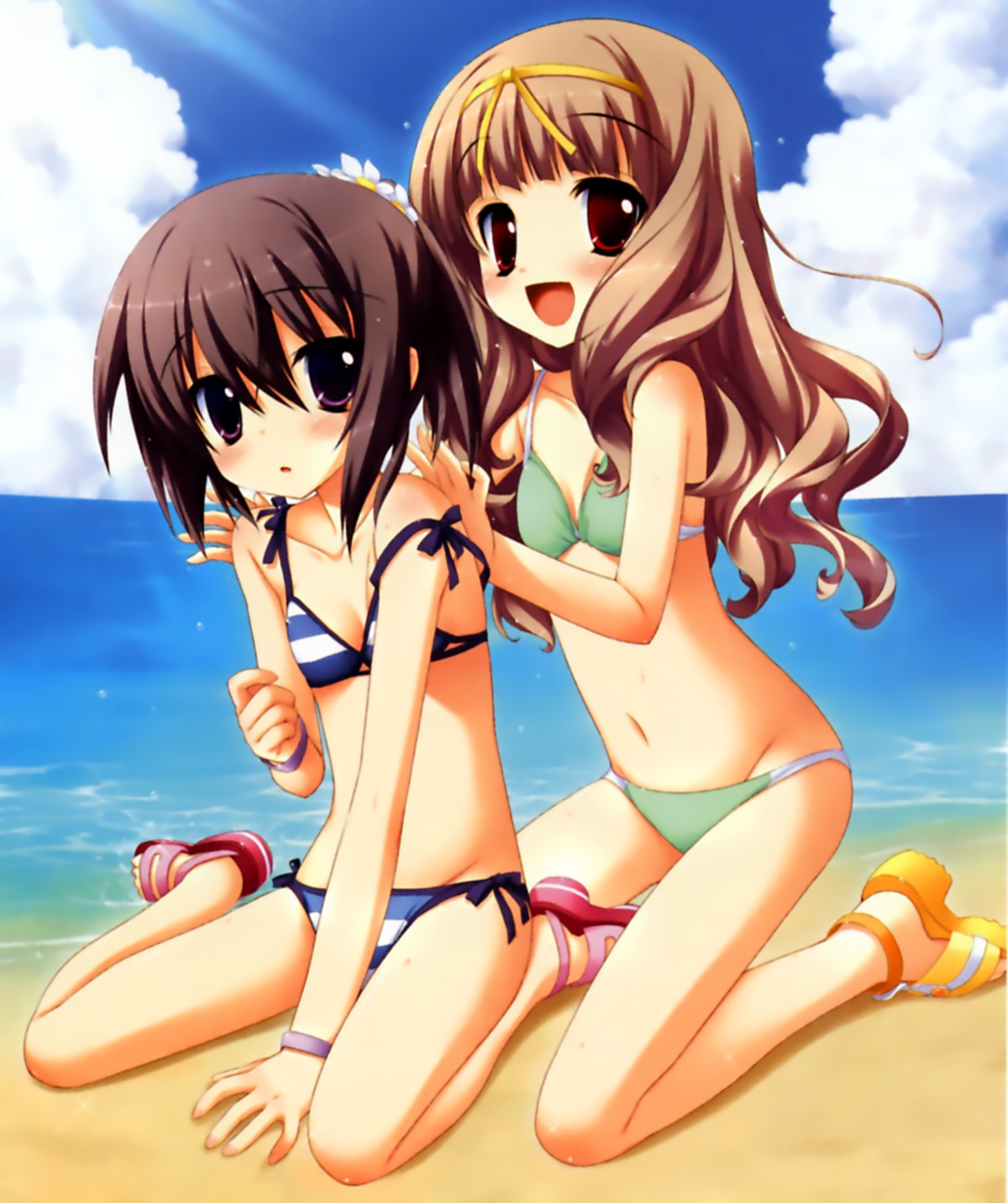 bikini, itou_mikoto, koiiro_soramoyou, lucie, nakanishi_aiko, overfiltered, swimsuits