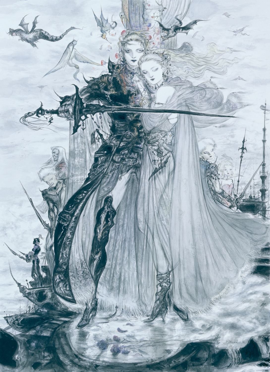 amano_yoshitaka, bartz_klauser, faris_scherwiz, final_fantasy, final_fantasy_v, lenna_charlotte_tycoon, sword