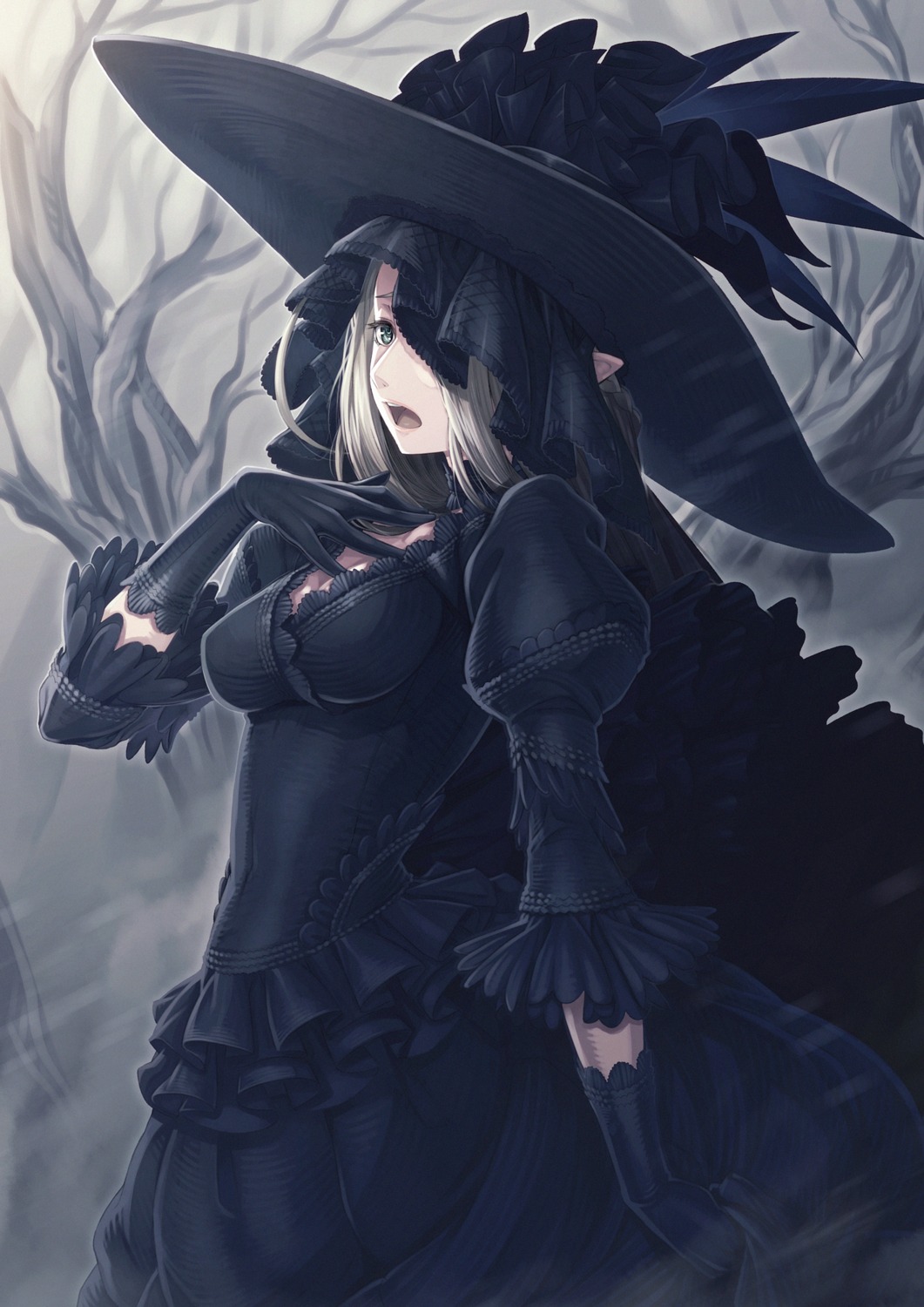 ayaki, dress, elf, pointy_ears