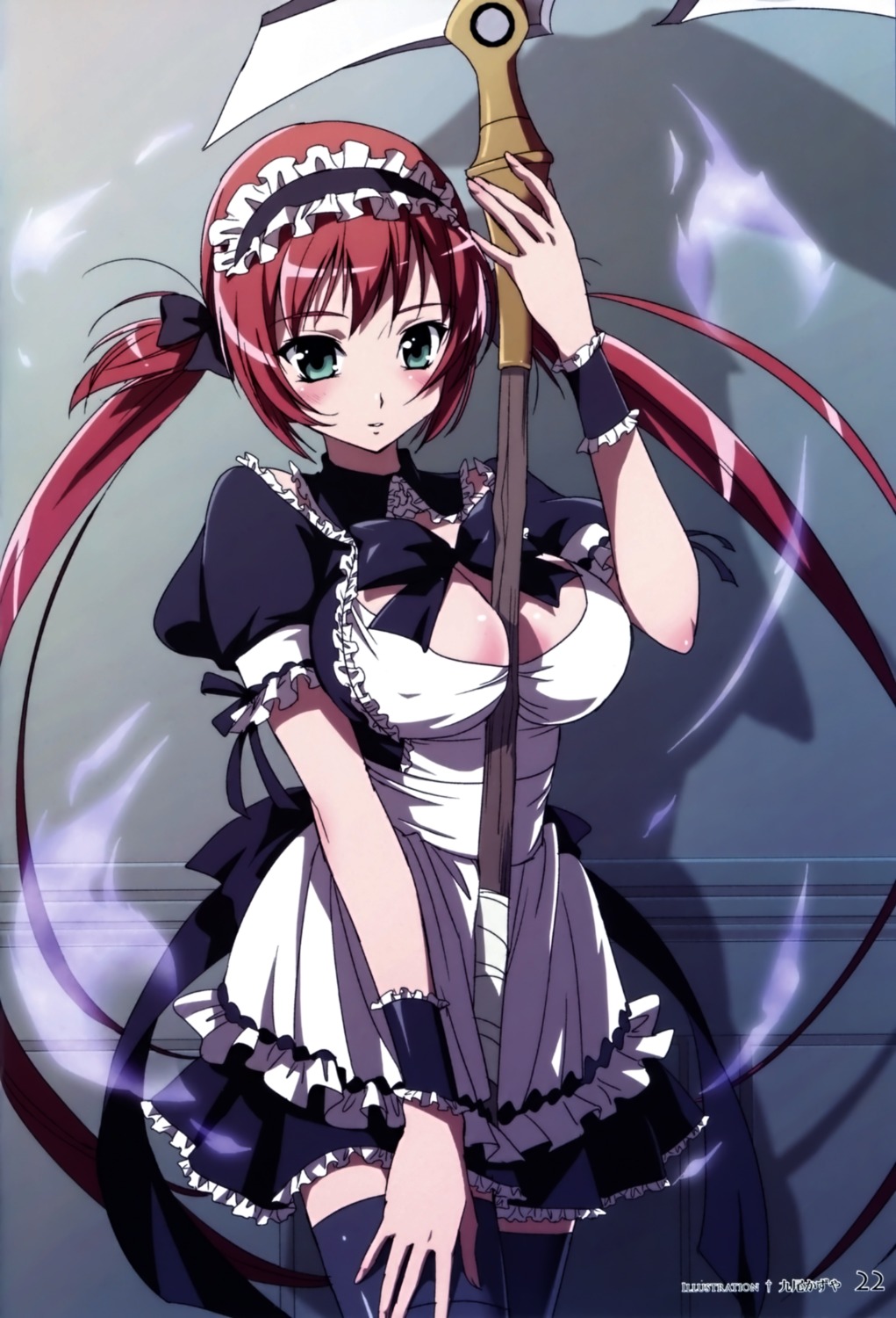 airi, cleavage, kyuubi_kazuya, maid, queen's_blade, thighhighs