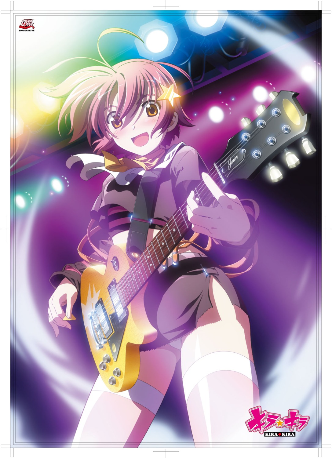 guitar, jpeg_artifacts, katakura_shinji, kira_kira, pantsu, shiino_kirari, thighhighs