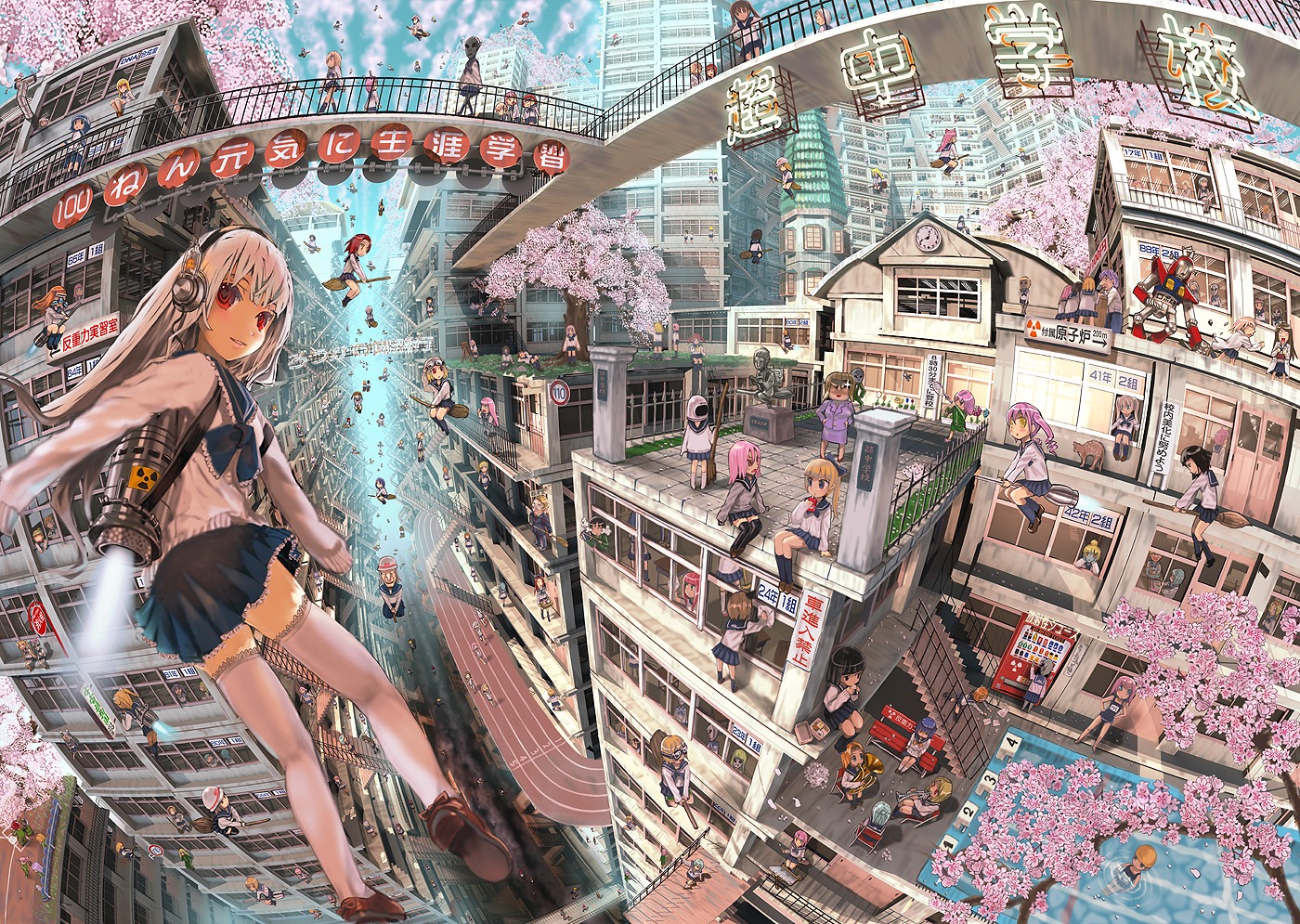 john_hathway, jpeg_artifacts, landscape, seifuku, thighhighs