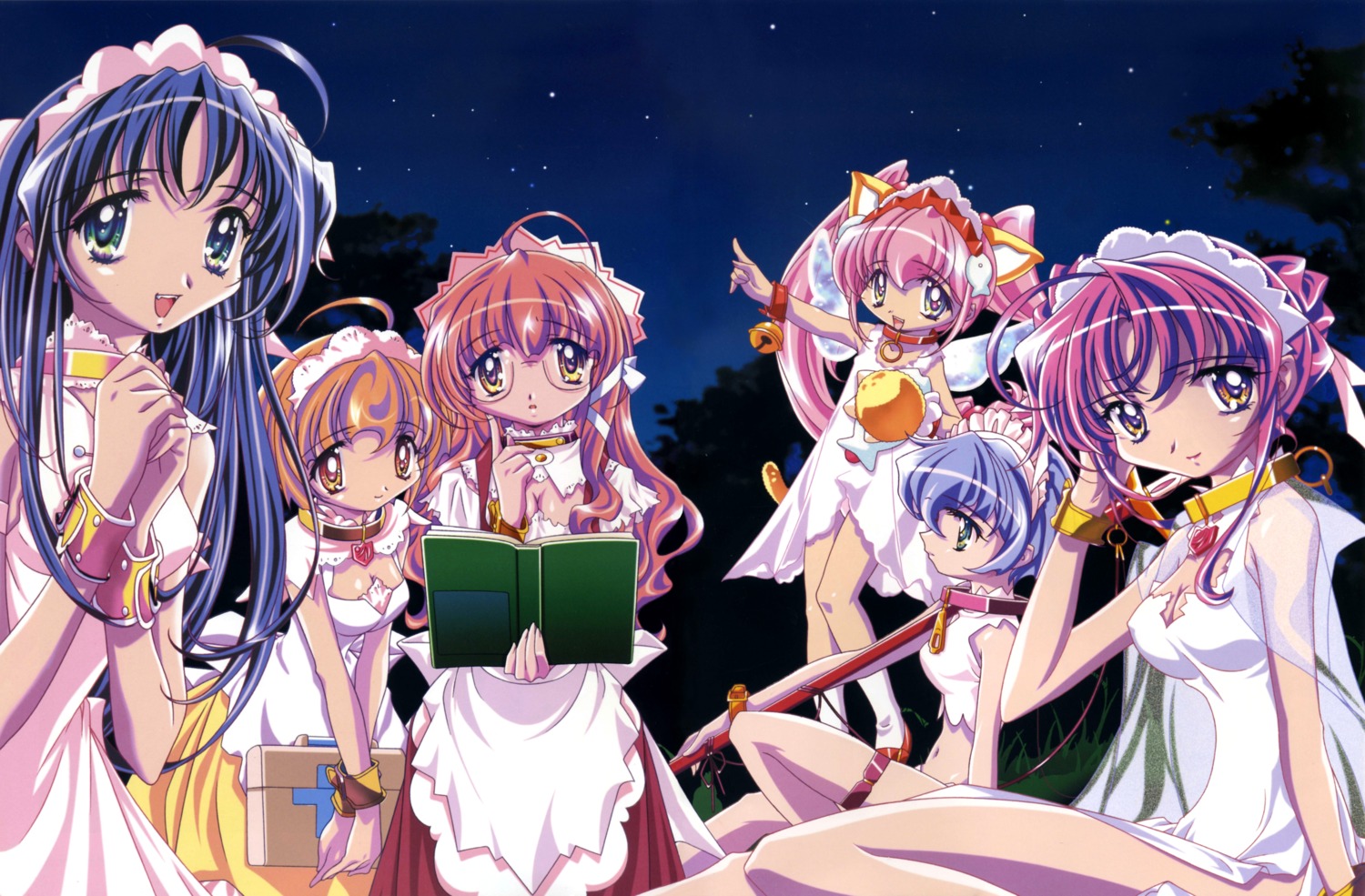 animal_ears, dress, ichigo, karin_(maids_in_dream), maid, maids_in_dream, megane, nadeshiko_(maids_in_dream), nekomimi, sakura, scanning_resolution, screening, sugiyama_genshou, suzuran, tsubaki