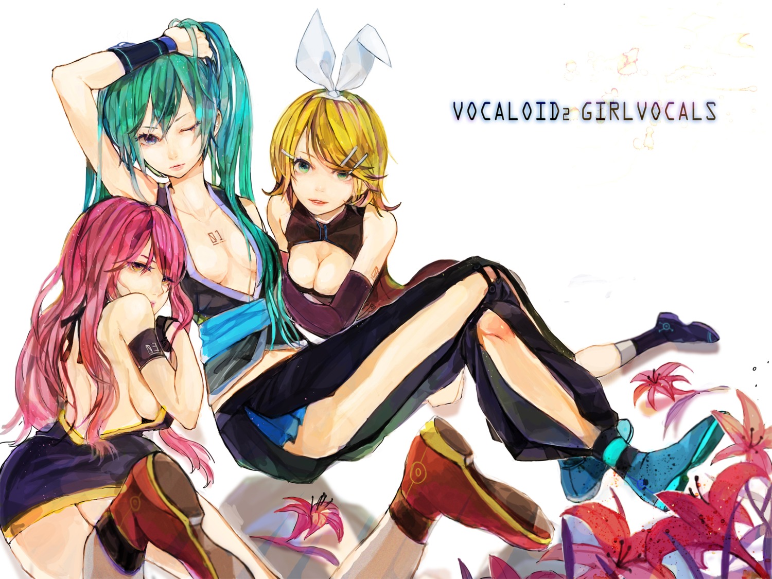 cleavage, hatsune_miku, kagamine_rin, megurine_luka, sono, vocaloid