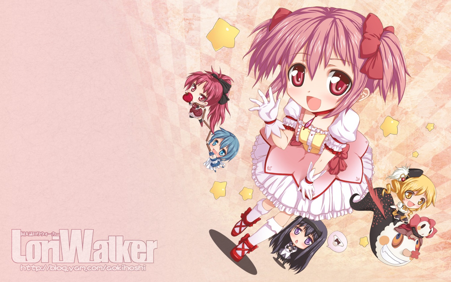 akemi_homura, charlotte_(madomagi), chibi, flyking, kaname_madoka, mahou_shoujo_madoka_magica, miki_sayaka, sakura_kyouko