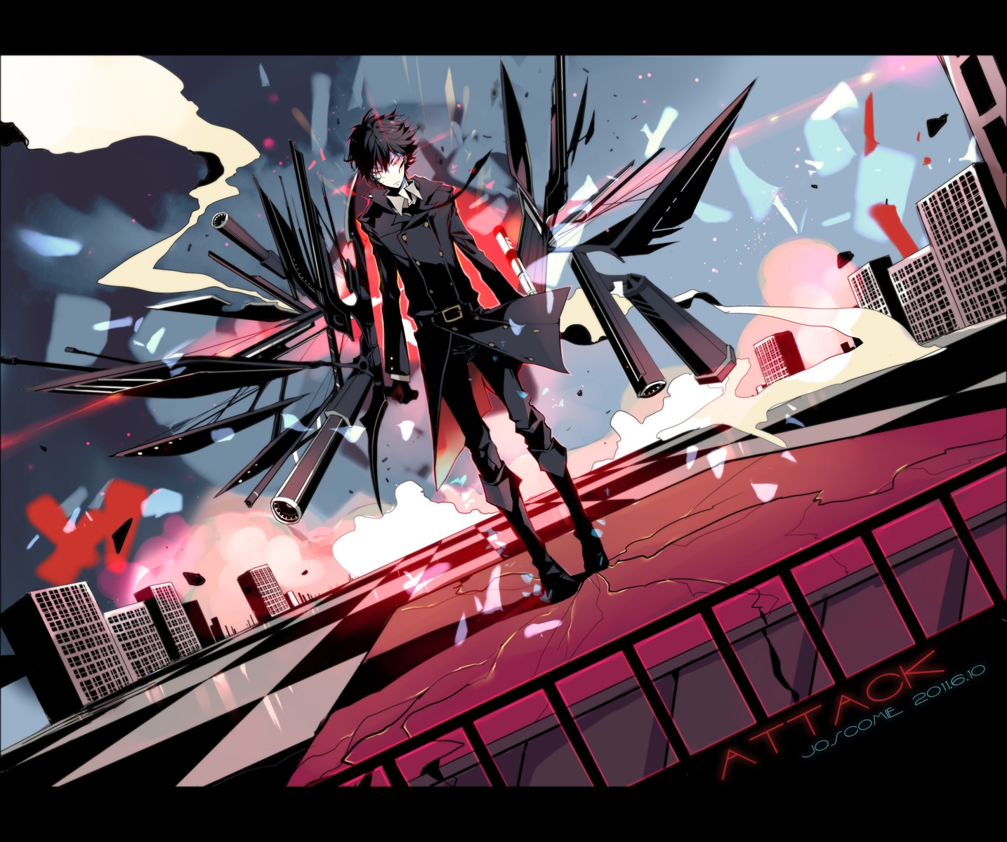 gun, hibari_kyoya, katekyo_hitman_reborn!, landscape, male