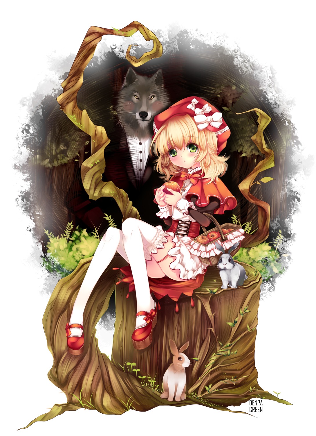 big_bad_wolf, garter, little_red_riding_hood_(character), thighhighs, usagihime