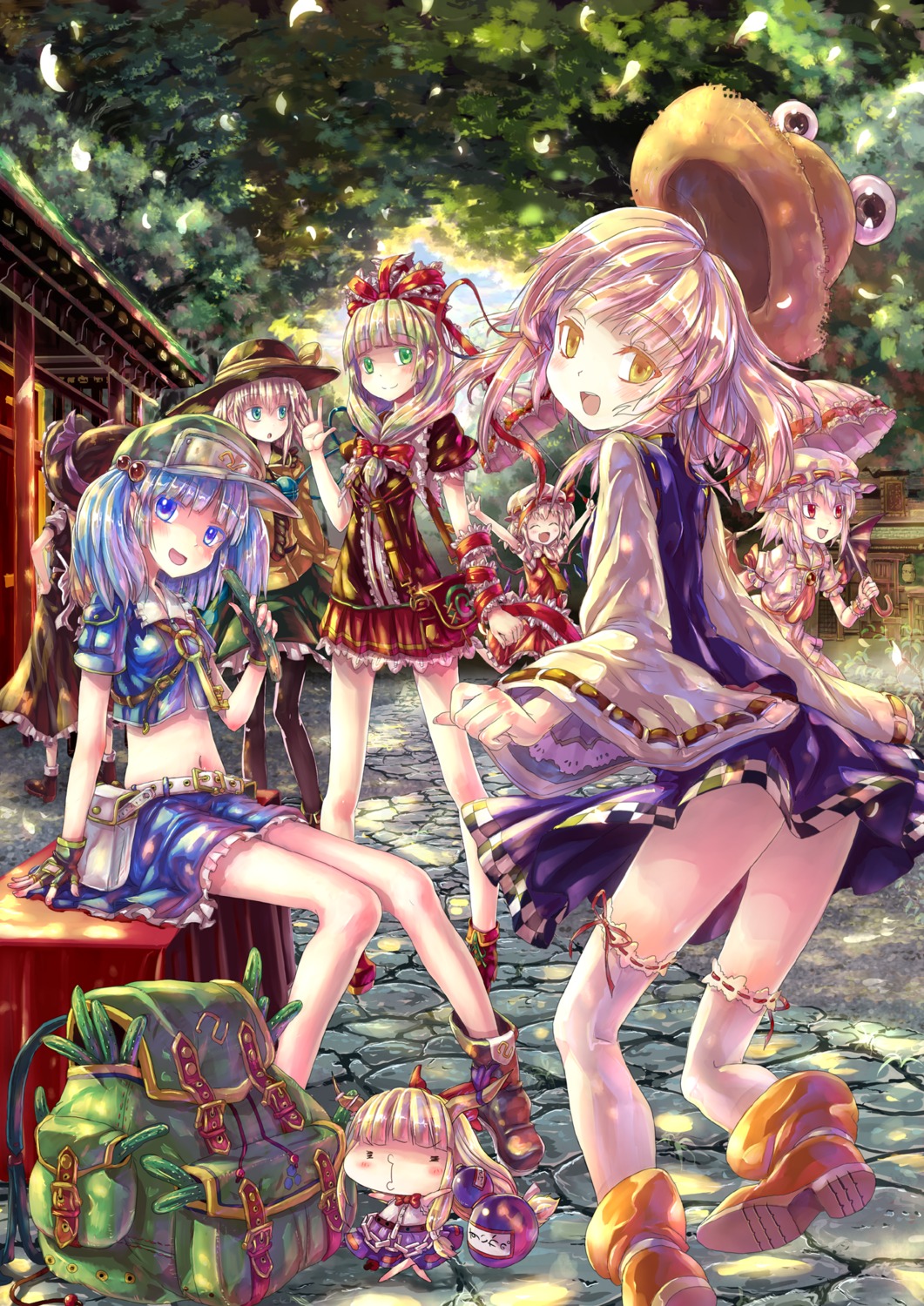 chibi, flandre_scarlet, ibuki_suika, kabutoyama, kagiyama_hina, kawashiro_nitori, kirisame_marisa, komeiji_koishi