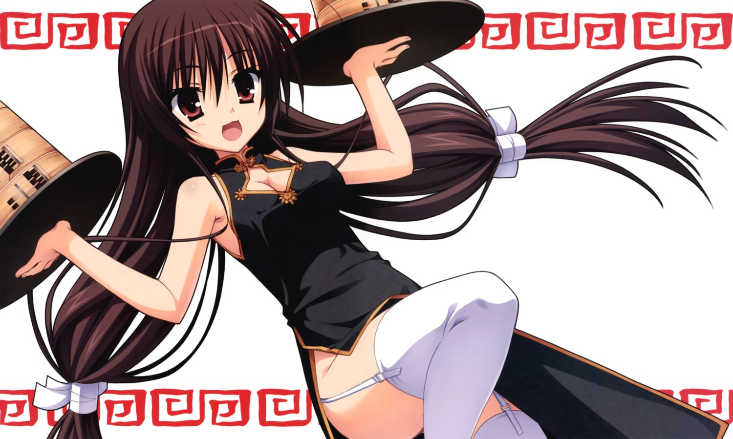 chinadress, cleavage, muririn, nopan, scanning_resolution, stockings, tenshinranman, thighhighs